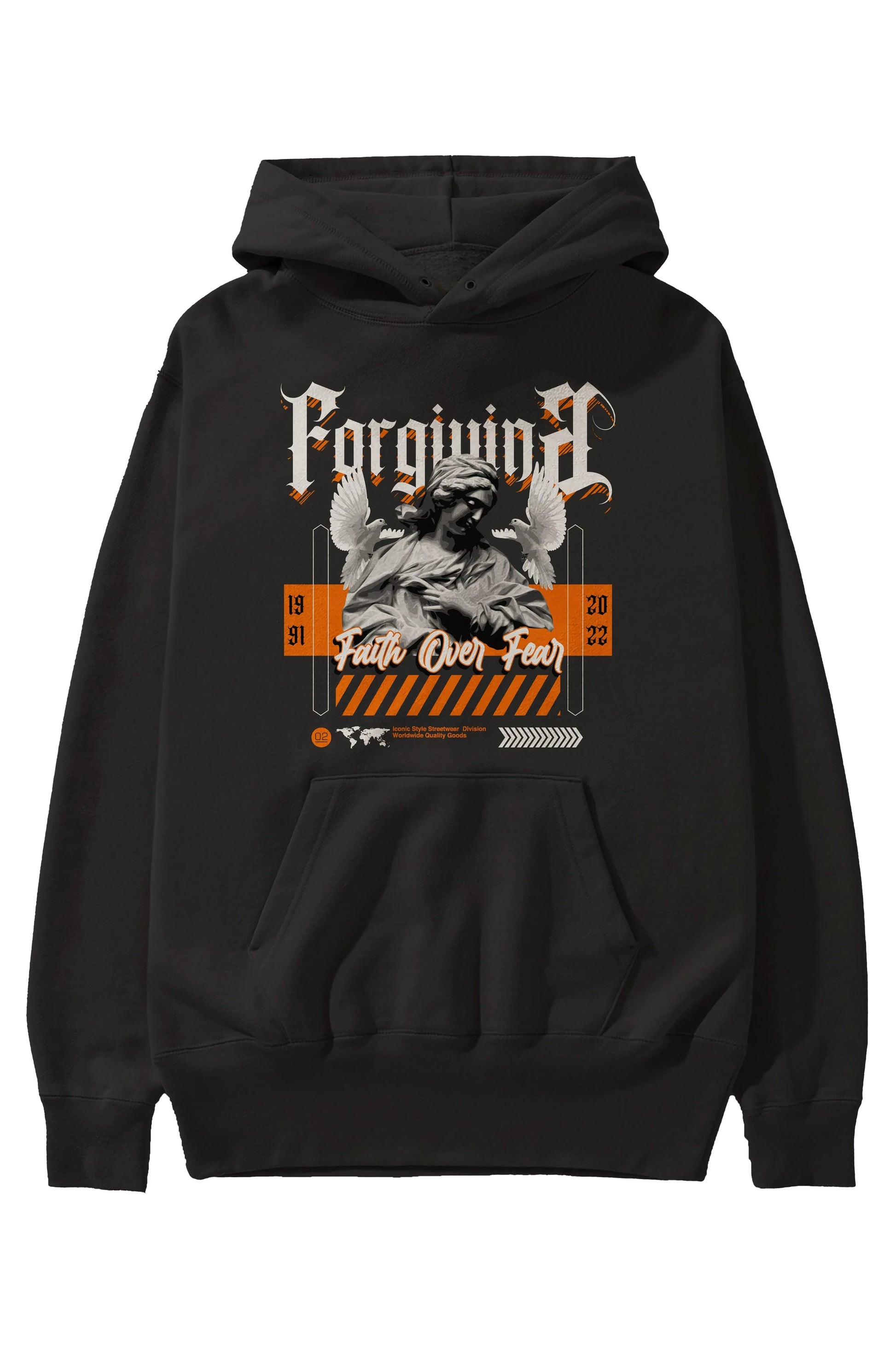Faith Over Fear 2 Ön Baskılı Hoodie Oversize Kapüşonlu Sweatshirt Erkek Kadın Unisex