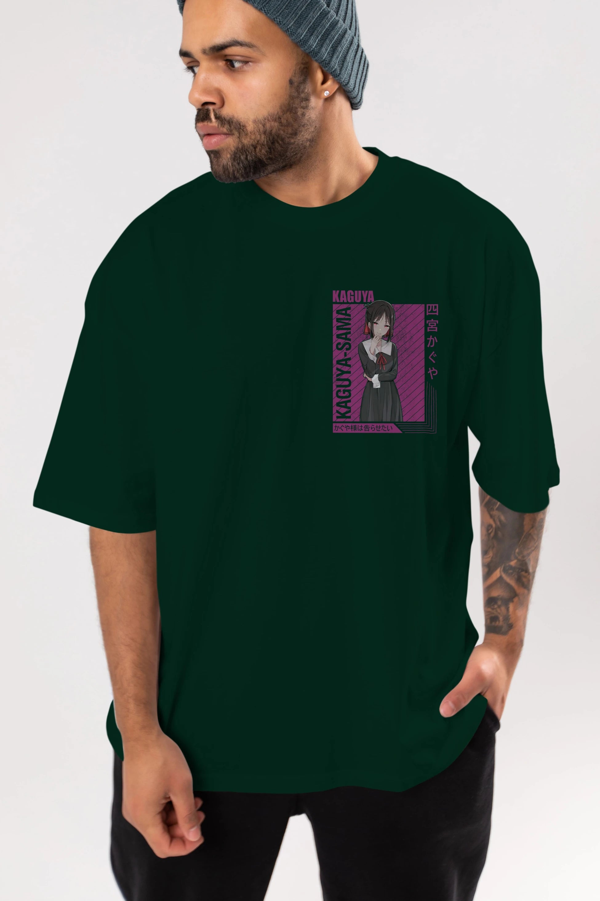 Kaguya Shinomiya 4 1 Ön Sol Baskılı Oversize t-shirt Erkek Kadın Unisex %100 Pamuk Bisiklet Yaka tişort