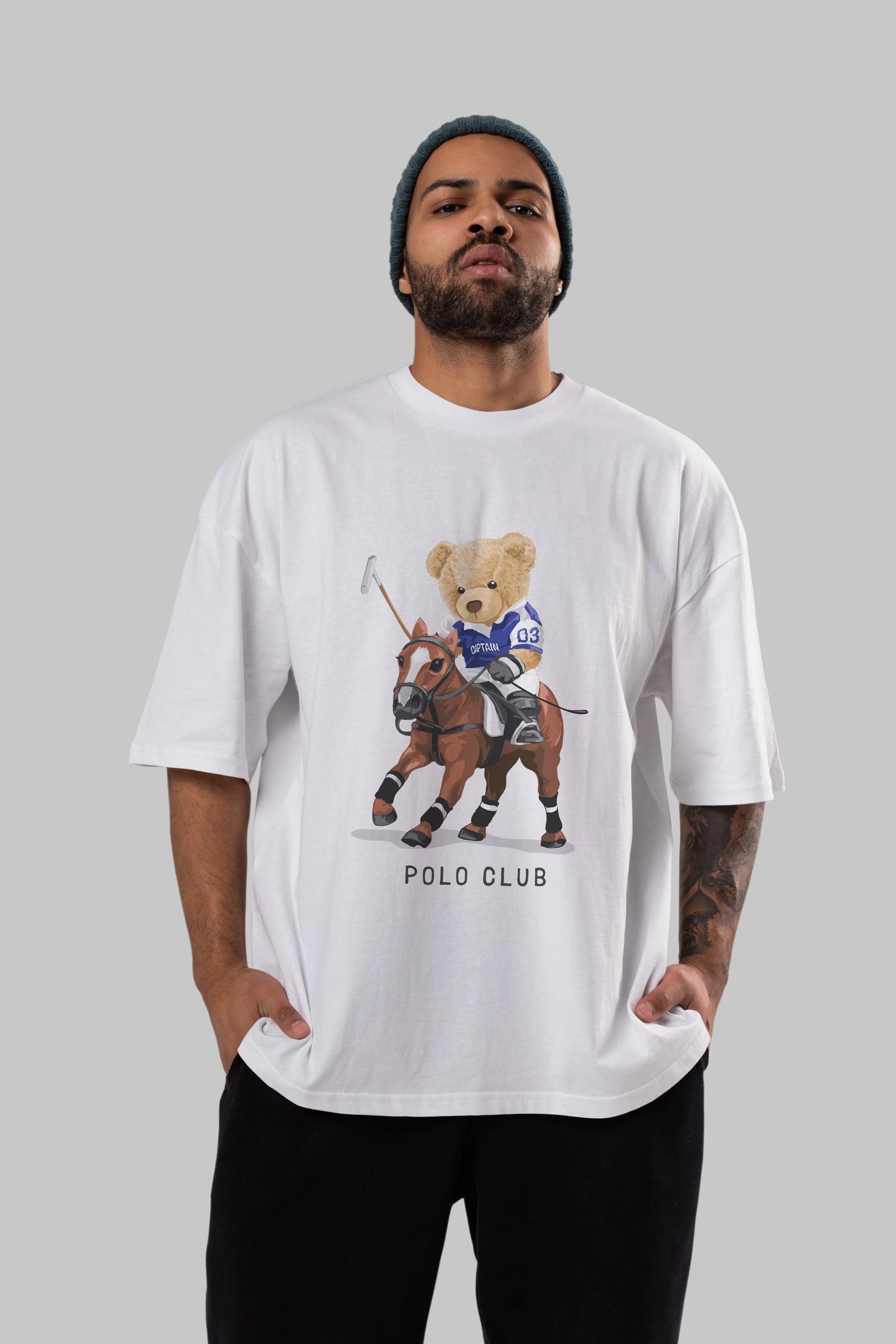 Teddy Bear Polo Club Ön Baskılı Oversize t-shirt Erkek Kadın Unisex %100 Pamuk