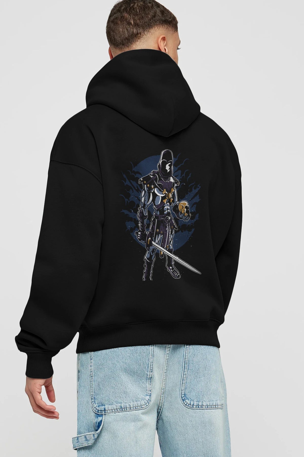 Skeleton King Arka Baskılı Hoodie Oversize Kapüşonlu Sweatshirt Erkek Kadın Unisex