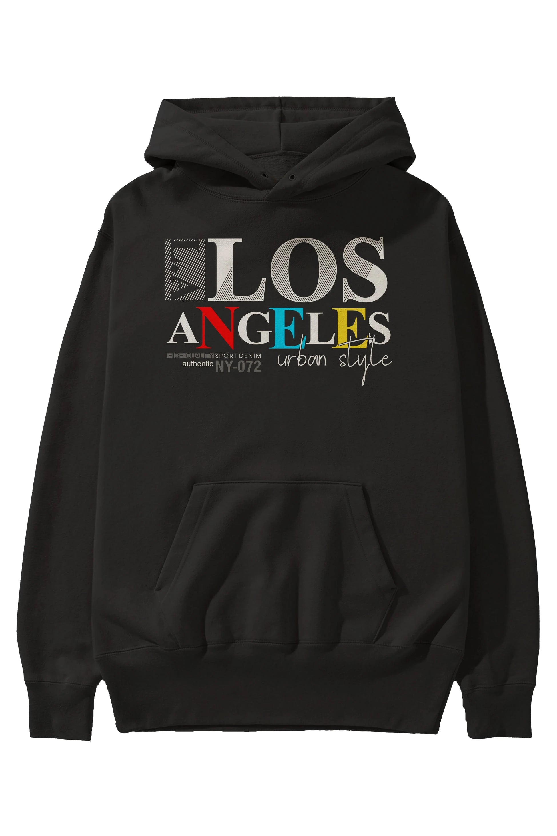 Los Angeles Style Ön Baskılı Oversize Hoodie Kapüşonlu Sweatshirt Erkek Kadın Unisex