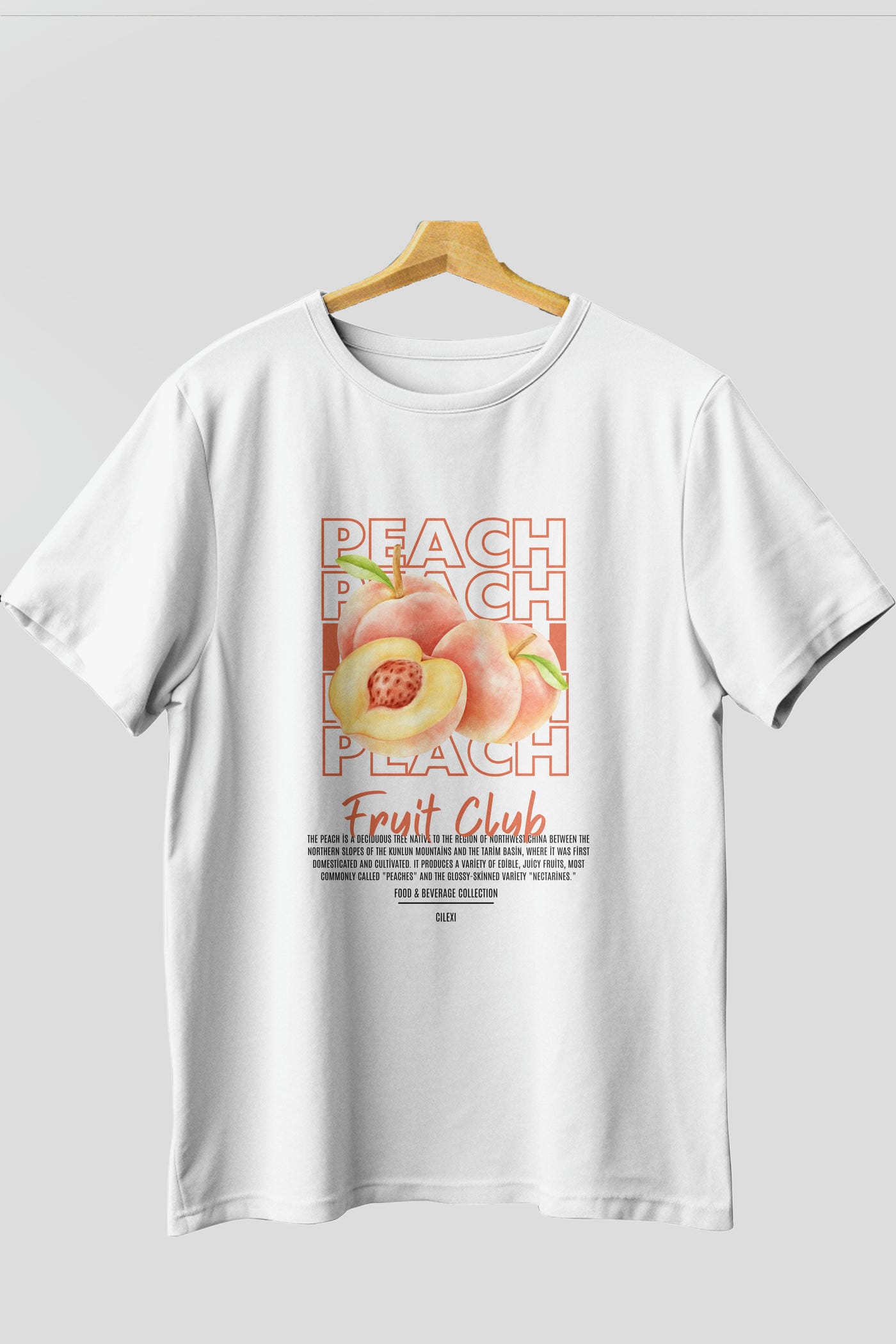 Peach Ön Baskılı Oversize t-shirt Erkek Kadın Pamuk Bisiklet Yaka tişort