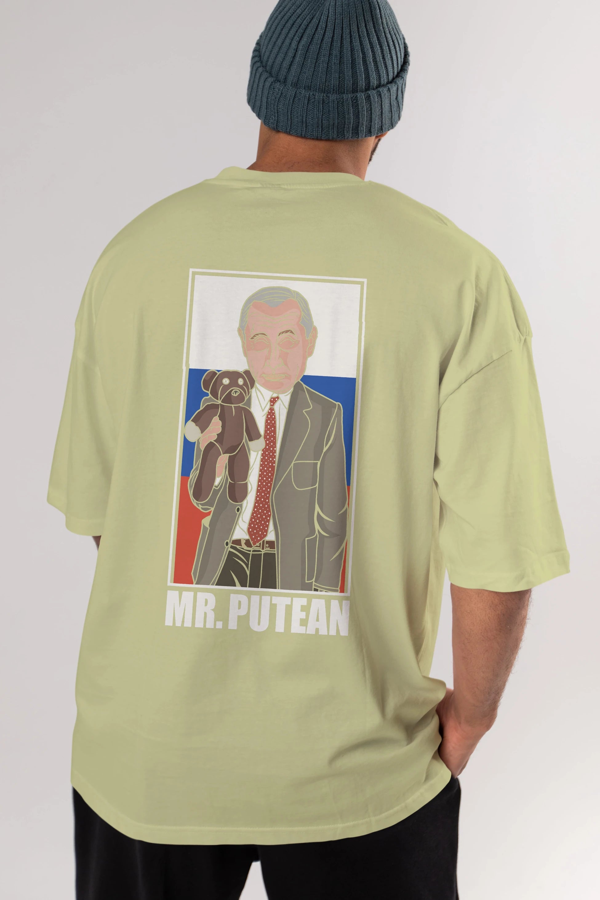 Mr Putean Arka Baskılı Oversize t-shirt Erkek Kadın Unisex %100 Pamuk tişort
