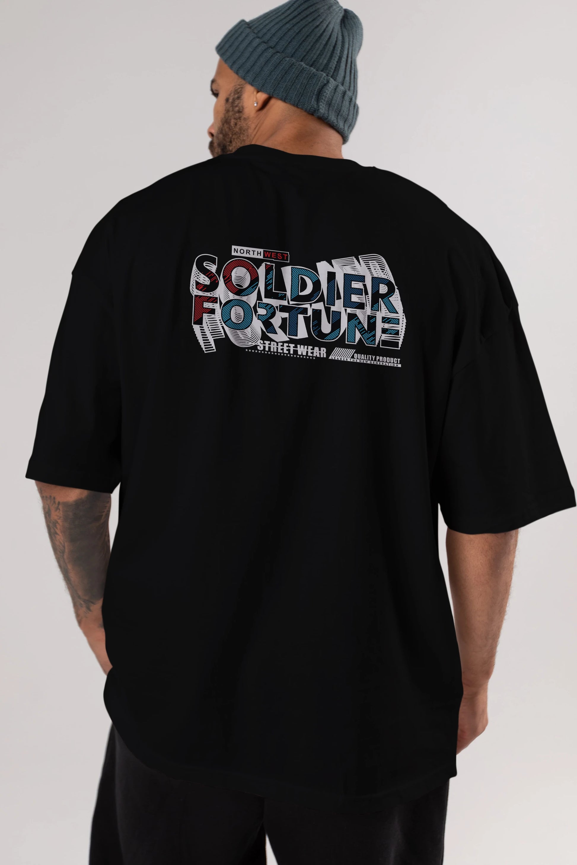 Soldier Fortune Arka Baskılı Oversize t-shirt Erkek Kadın Unisex
