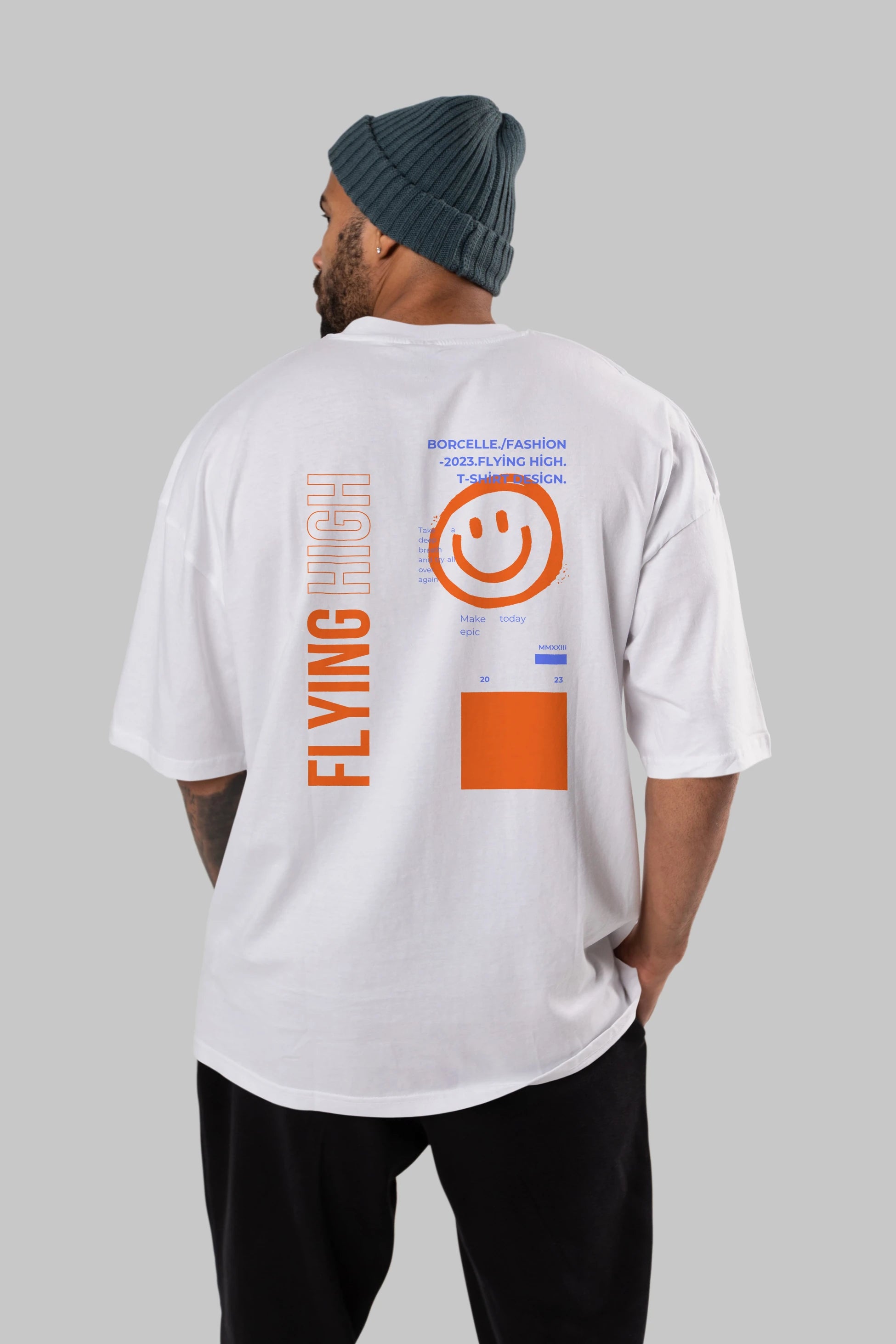 Flying High Yazılı Arka Baskılı Oversize t-shirt Erkek Kadın Unisex