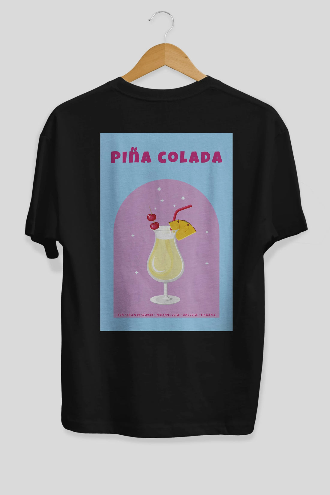 Pina Colada 2 Arka Baskılı Oversize t-shirt Erkek Kadın Unisex %100 Pamuk Bisiklet Yaka tişort