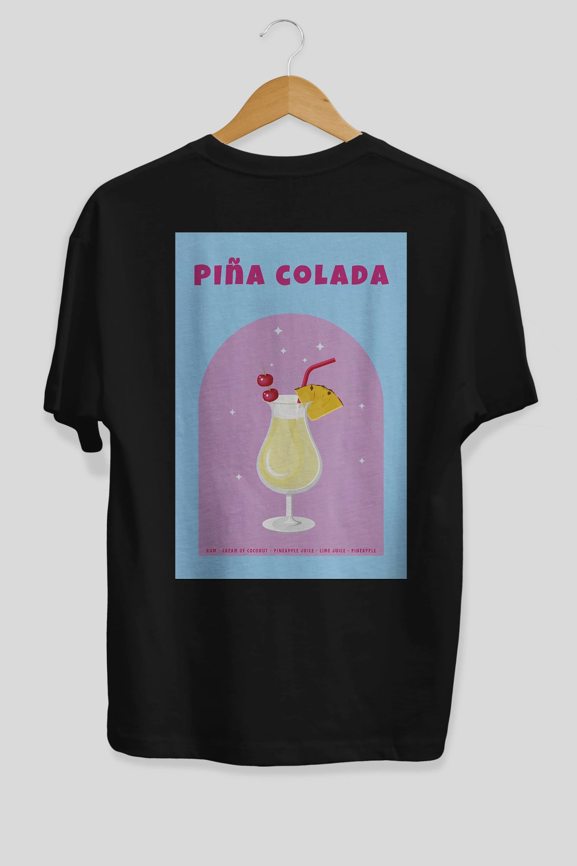 Pina Colada 2 Arka Baskılı Oversize t-shirt Erkek Kadın Unisex %100 Pamuk Bisiklet Yaka tişort