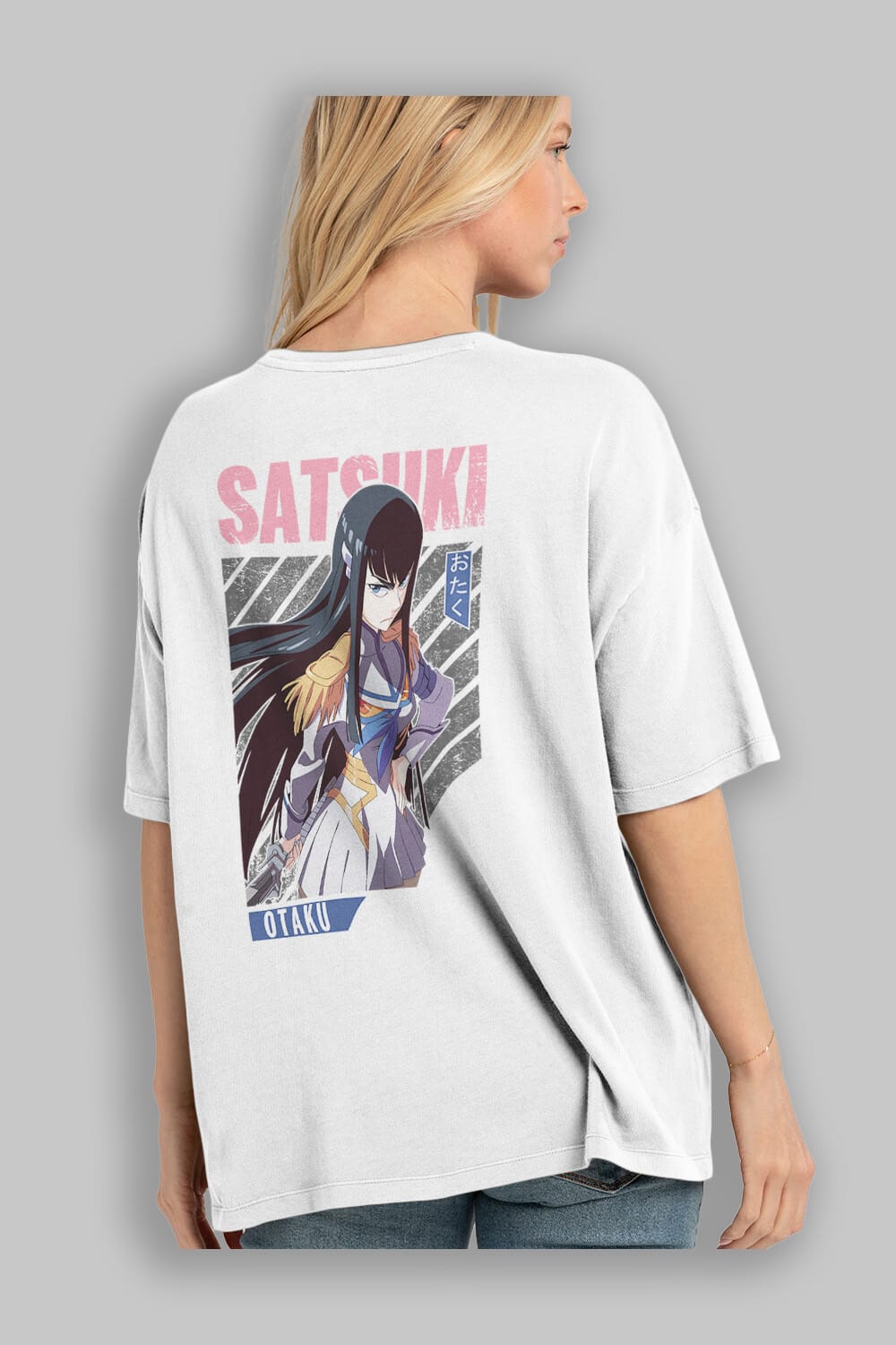 Satsuki Kiryuuin 8 Anime Arka Baskılı Oversize t-shirt Erkek Kadın Unisex