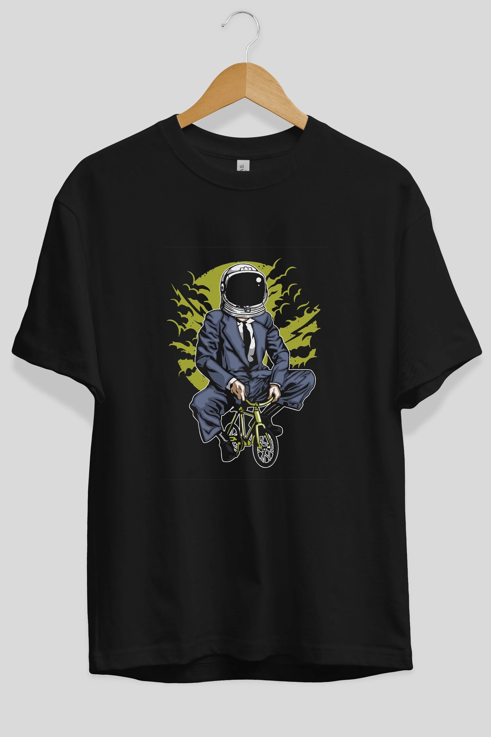 Bike To The Moon Ön Baskılı Oversize t-shirt Erkek Kadın Unisex %100 Pamuk tişort