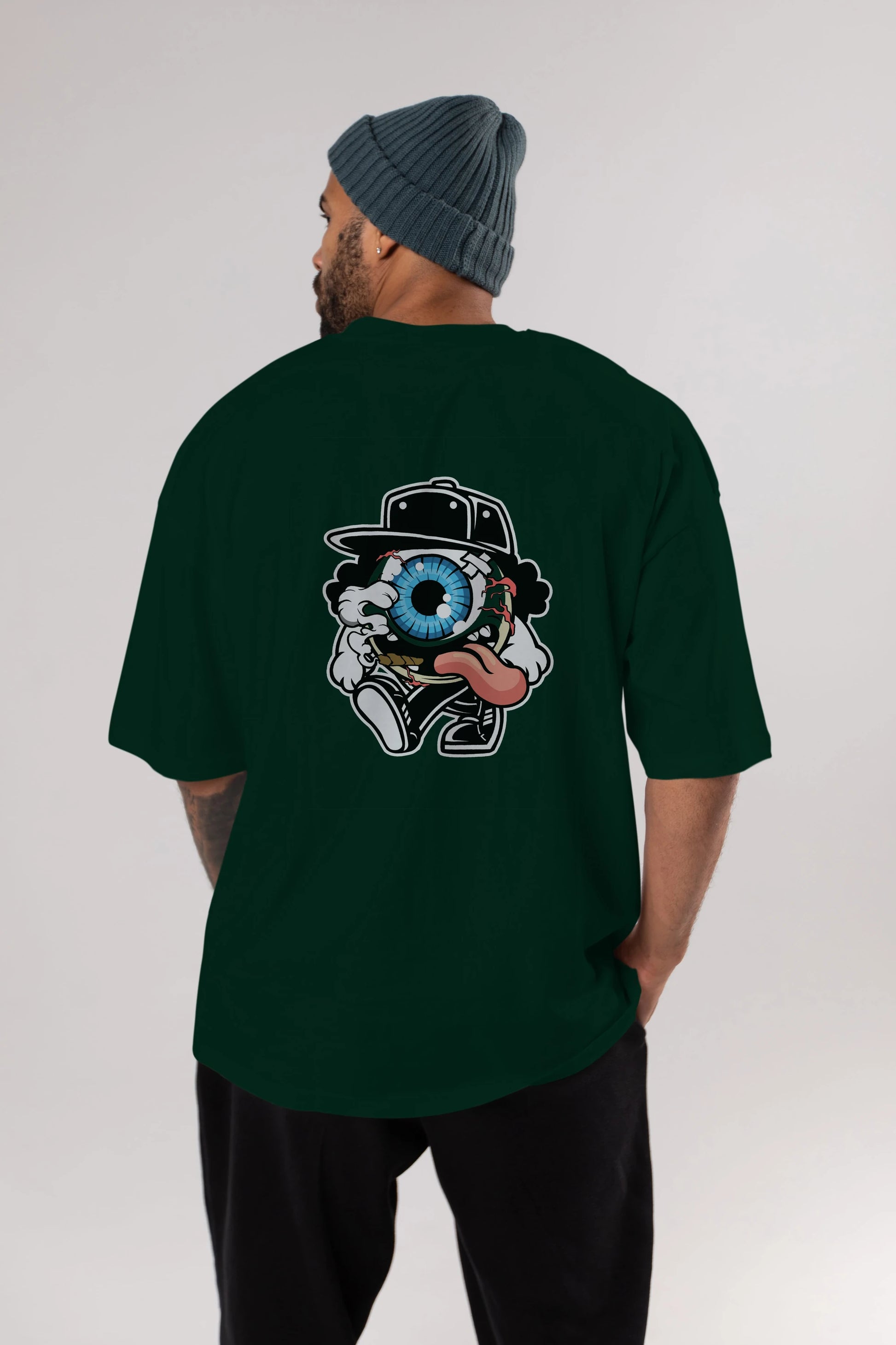 Eyeball Arka Baskılı Oversize t-shirt Erkek Kadın Unisex %100 Pamuk tişort