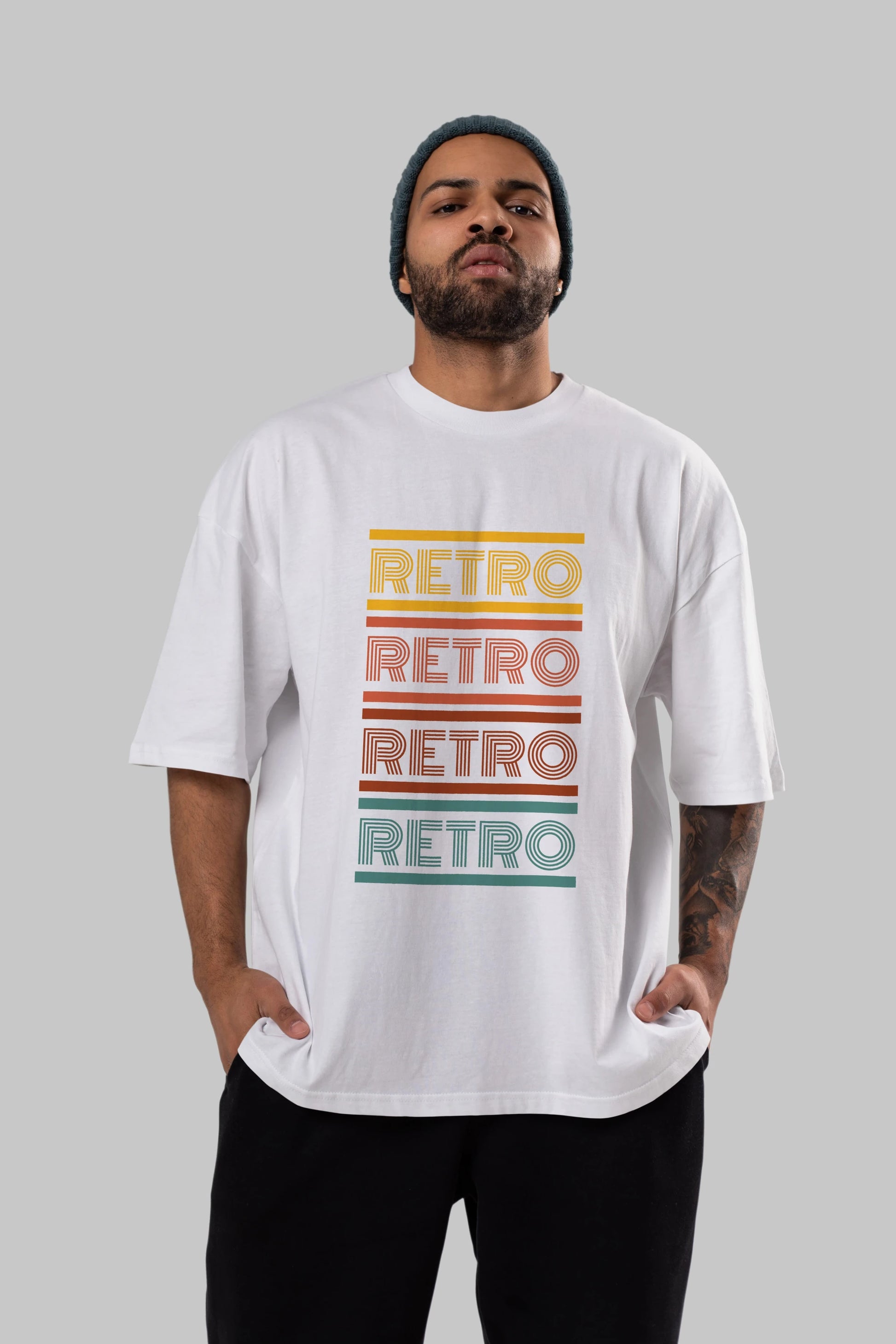 Retro Yazılı Ön Baskılı Oversize t-shirt Erkek Kadın Unisex