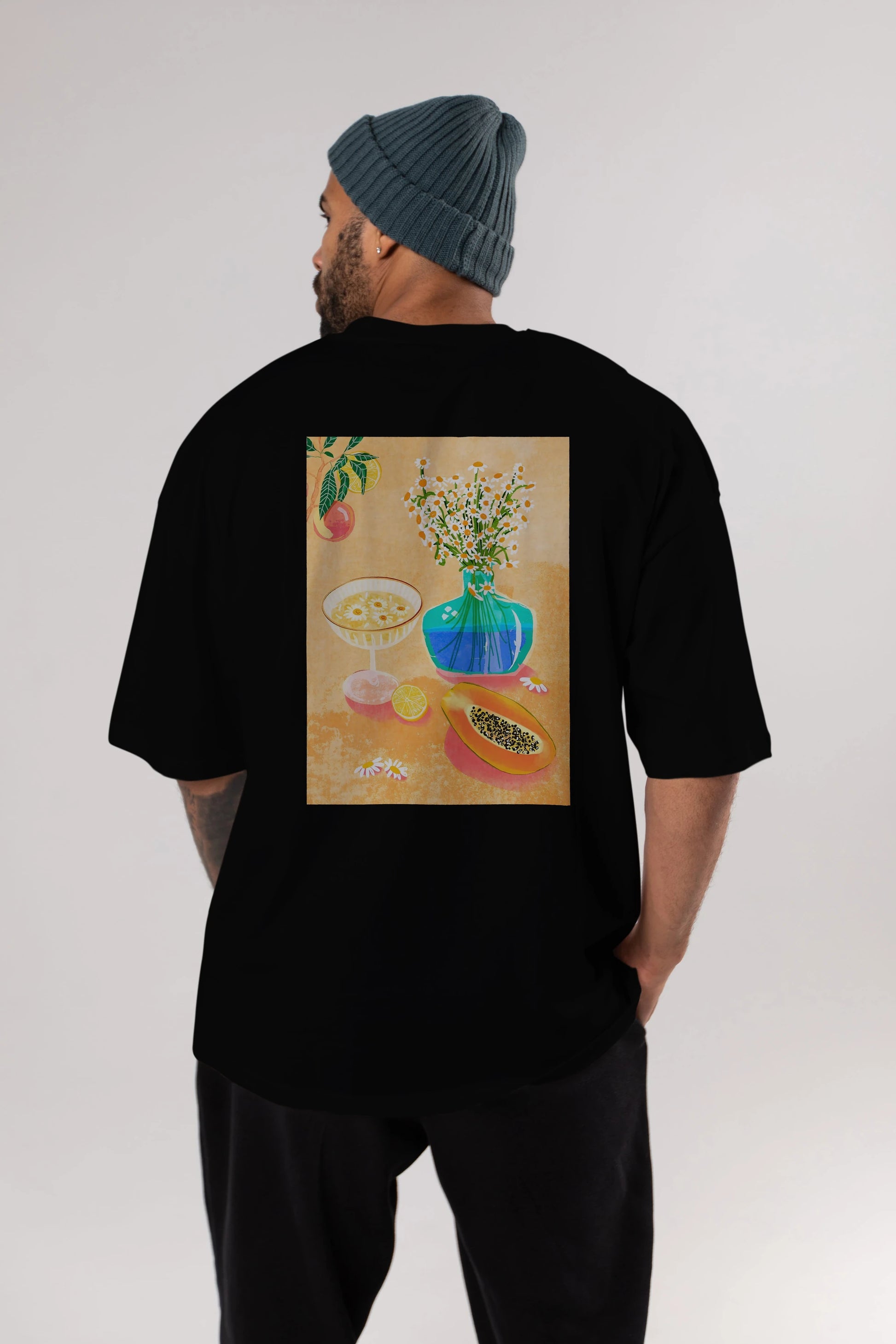 Cheers 2 Arka Baskılı Oversize t-shirt Erkek Kadın Unisex %100 Pamuk Bisiklet Yaka tişort