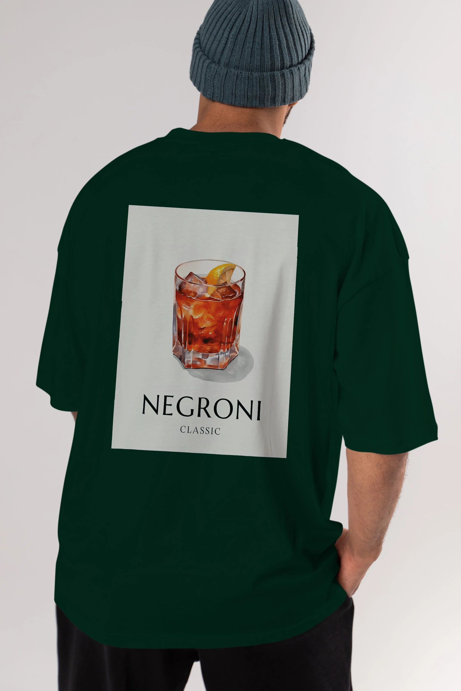 Negroni Classic Arka Baskılı Oversize t-shirt Erkek Kadın Unisex %100 Pamuk Bisiklet Yaka tişort