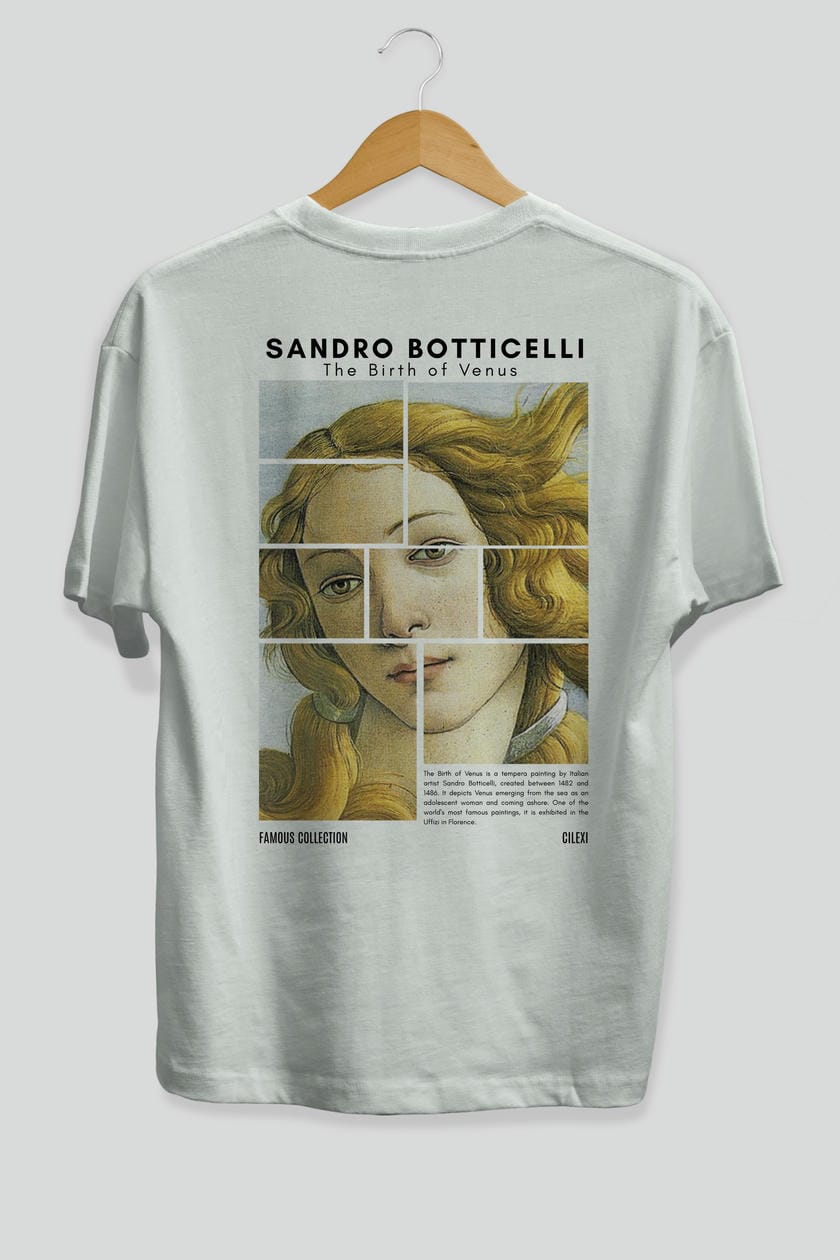 Sandro Botticelli Arka Baskılı Oversize t-shirt Erkek Kadın Bisiklet Yaka Pamuk tişort