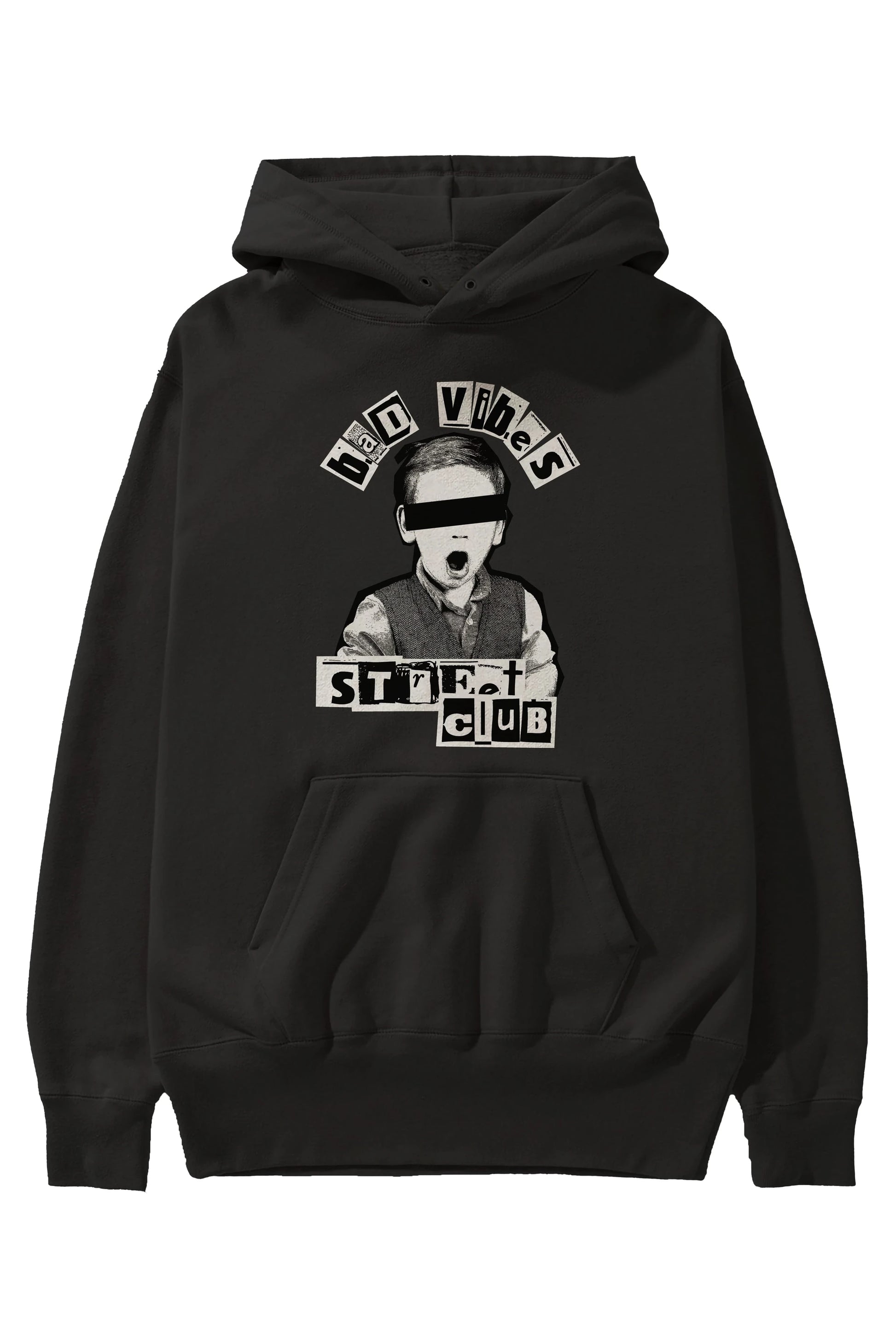 Bad Vibes Street Club Ön Baskılı Hoodie Oversize Kapüşonlu Sweatshirt Erkek Kadın Unisex