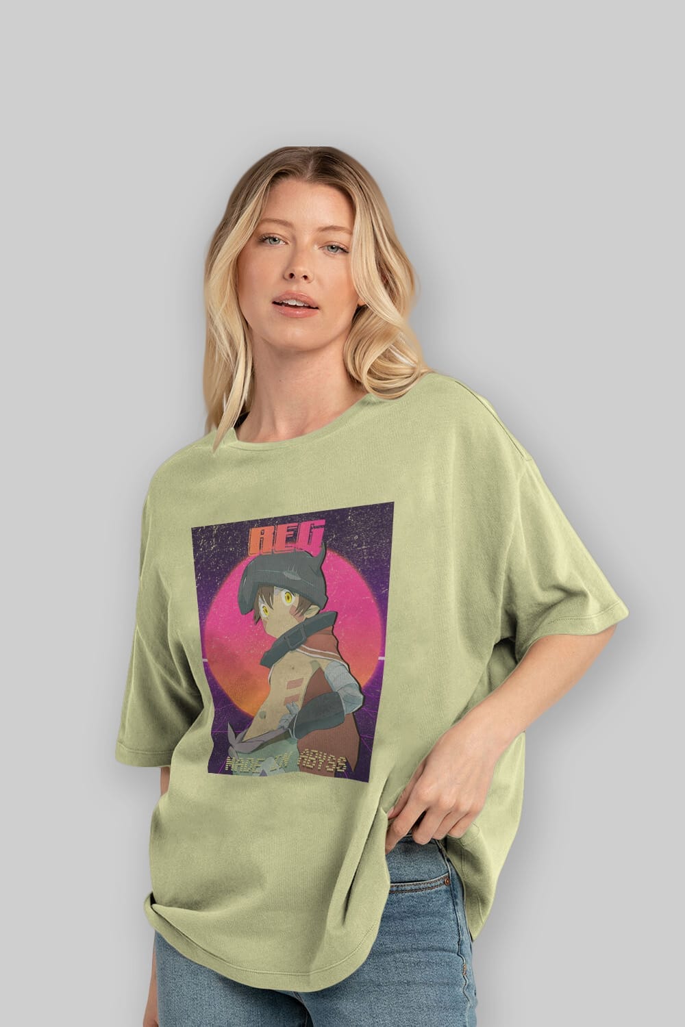 Reg 7 Anime Ön Baskılı Oversize t-shirt %100 pamuk Erkek Kadın Unisex
