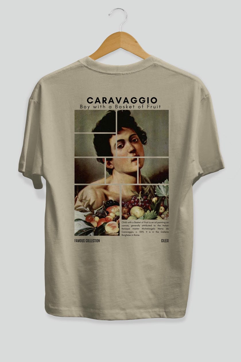 Caravaggio Boy Arka Baskılı Oversize t-shirt Erkek Kadın Bisiklet Yaka Pamuk tişort
