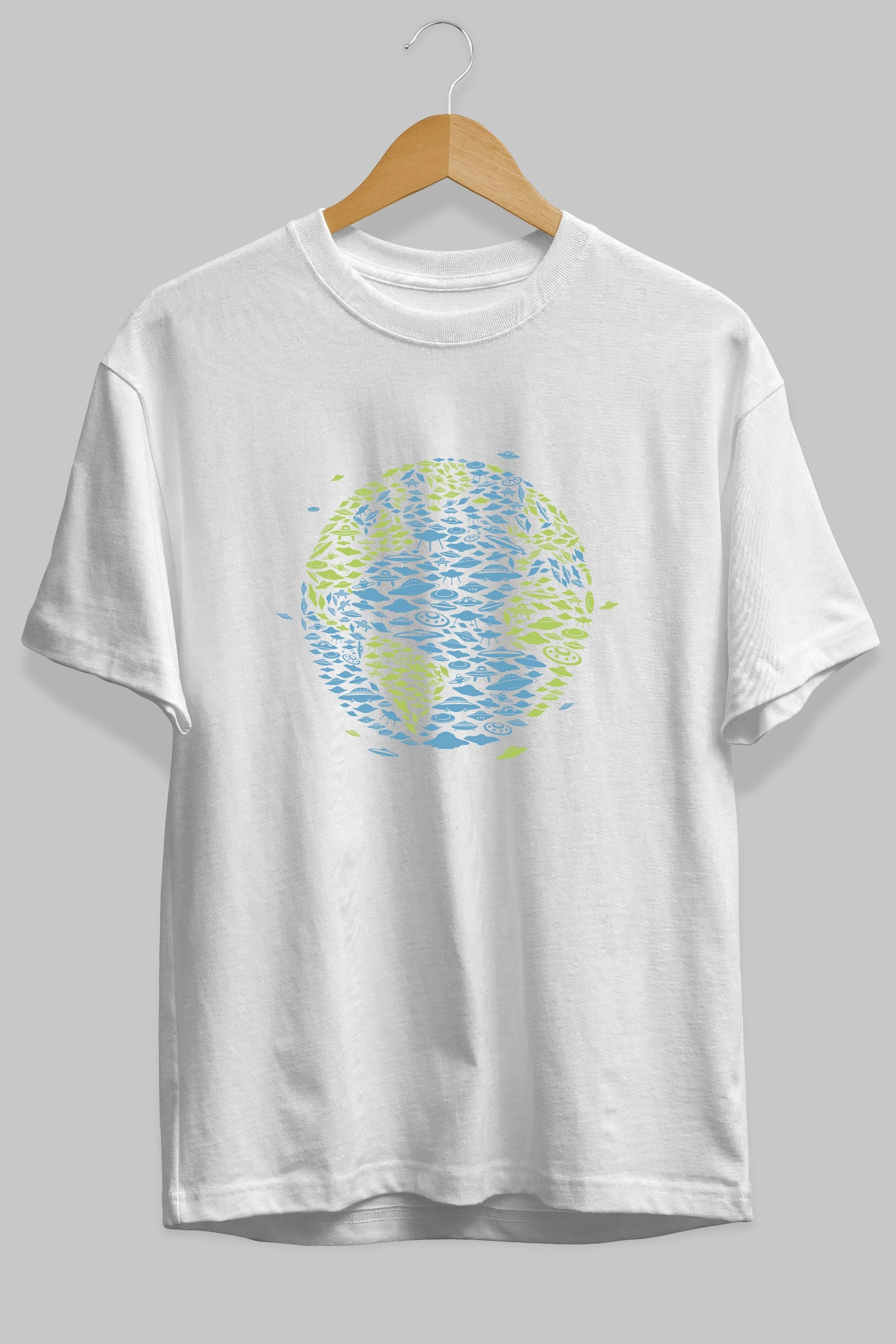 UFO Invasion Ön Baskılı Oversize t-shirt %100 pamuk Erkek Kadın Unisex