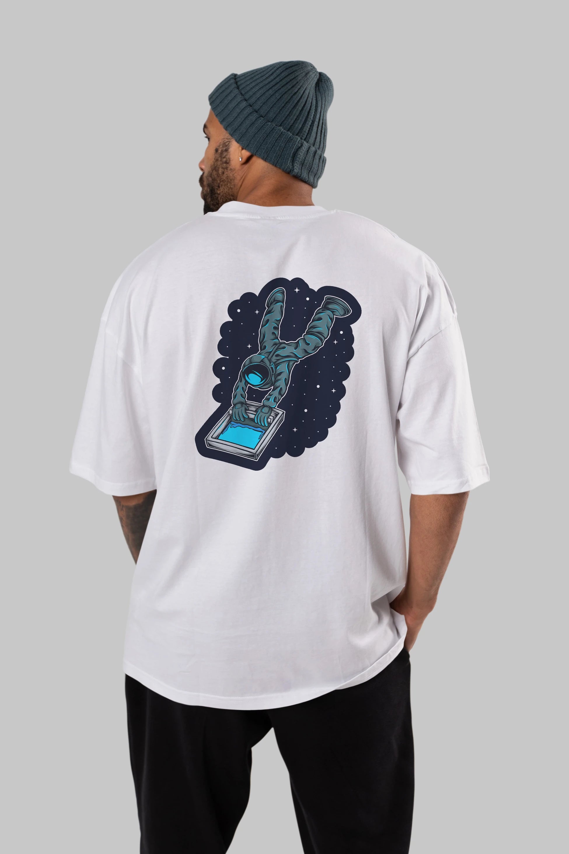 Astroscreen Sticker Arka Baskılı Oversize t-shirt Erkek Kadın Unisex