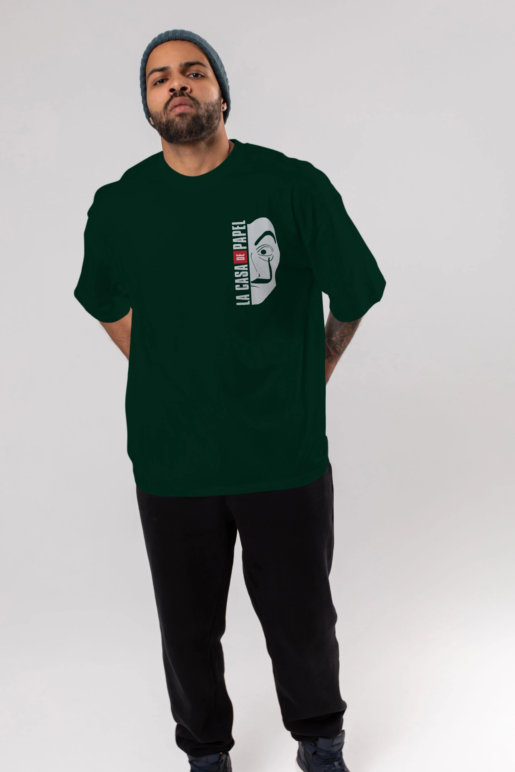 La Casa De Papel (3) Ön Sol Baskılı Oversize t-shirt Erkek Kadın Unisex %100 Pamuk Bisiklet Yaka tişort