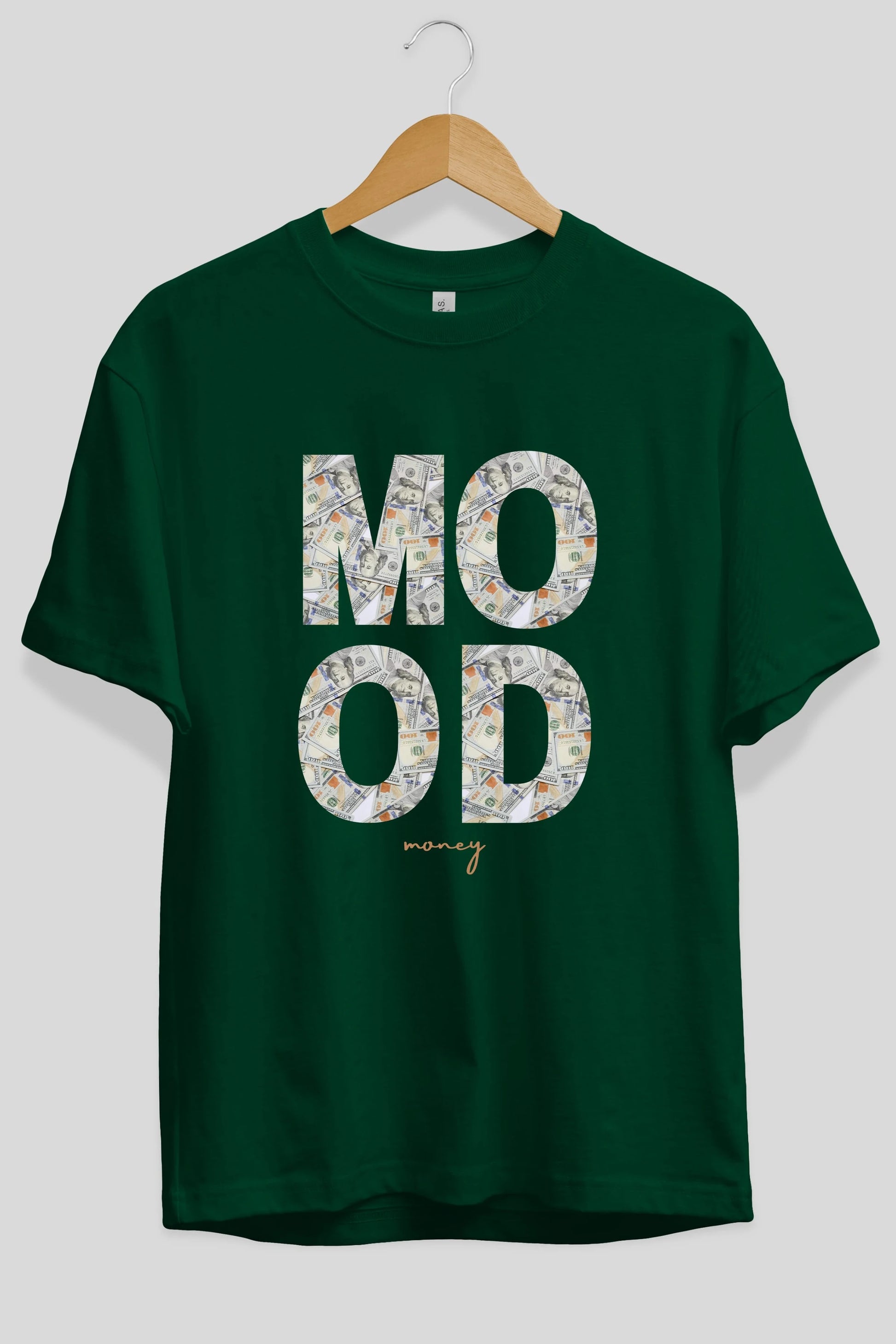 Mood Money Yazılı Ön Baskılı Oversize t-shirt Erkek Kadın Unisex