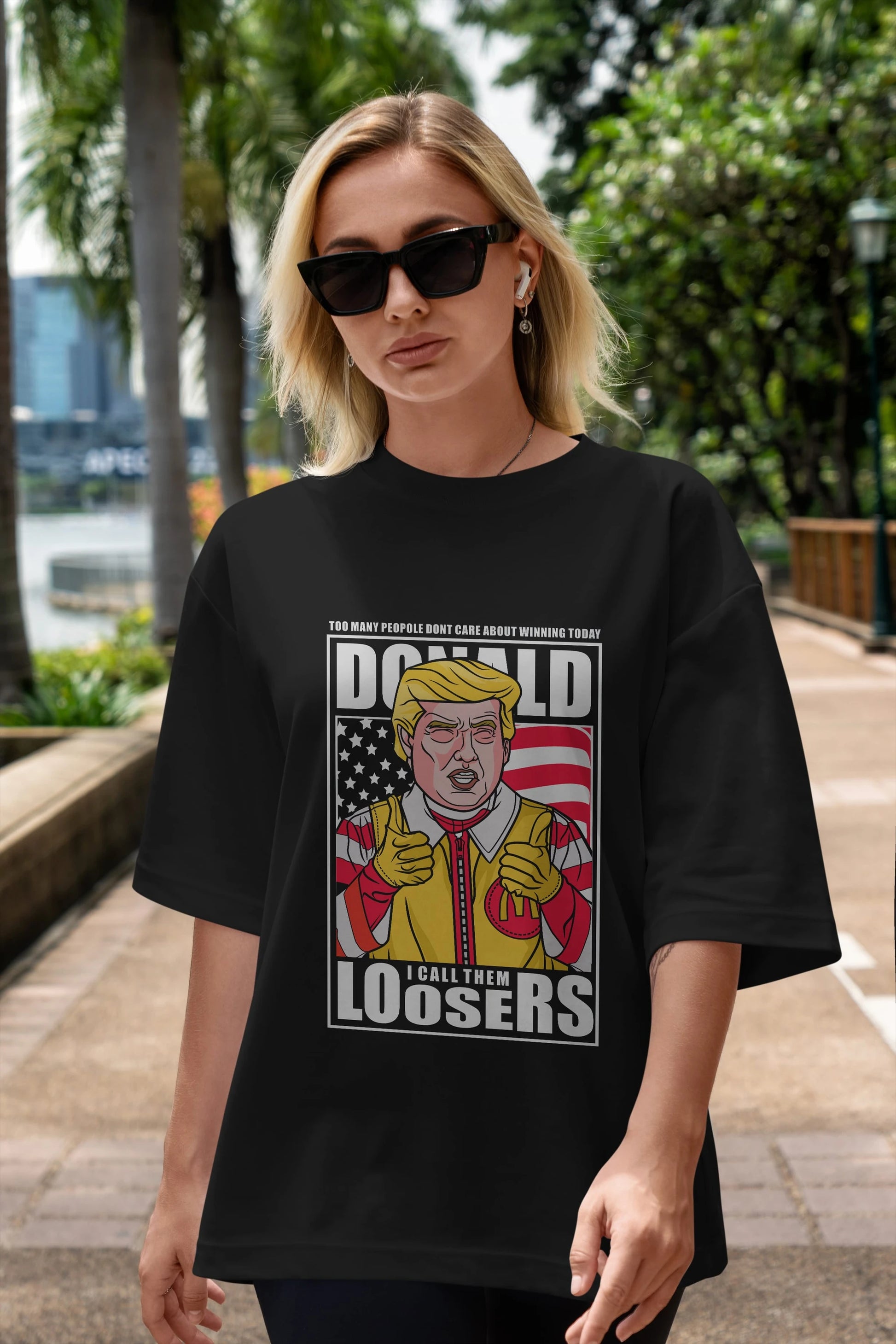 Ronald Trump Ön Baskılı Oversize t-shirt Erkek Kadın Unisex %100 Pamuk tişort
