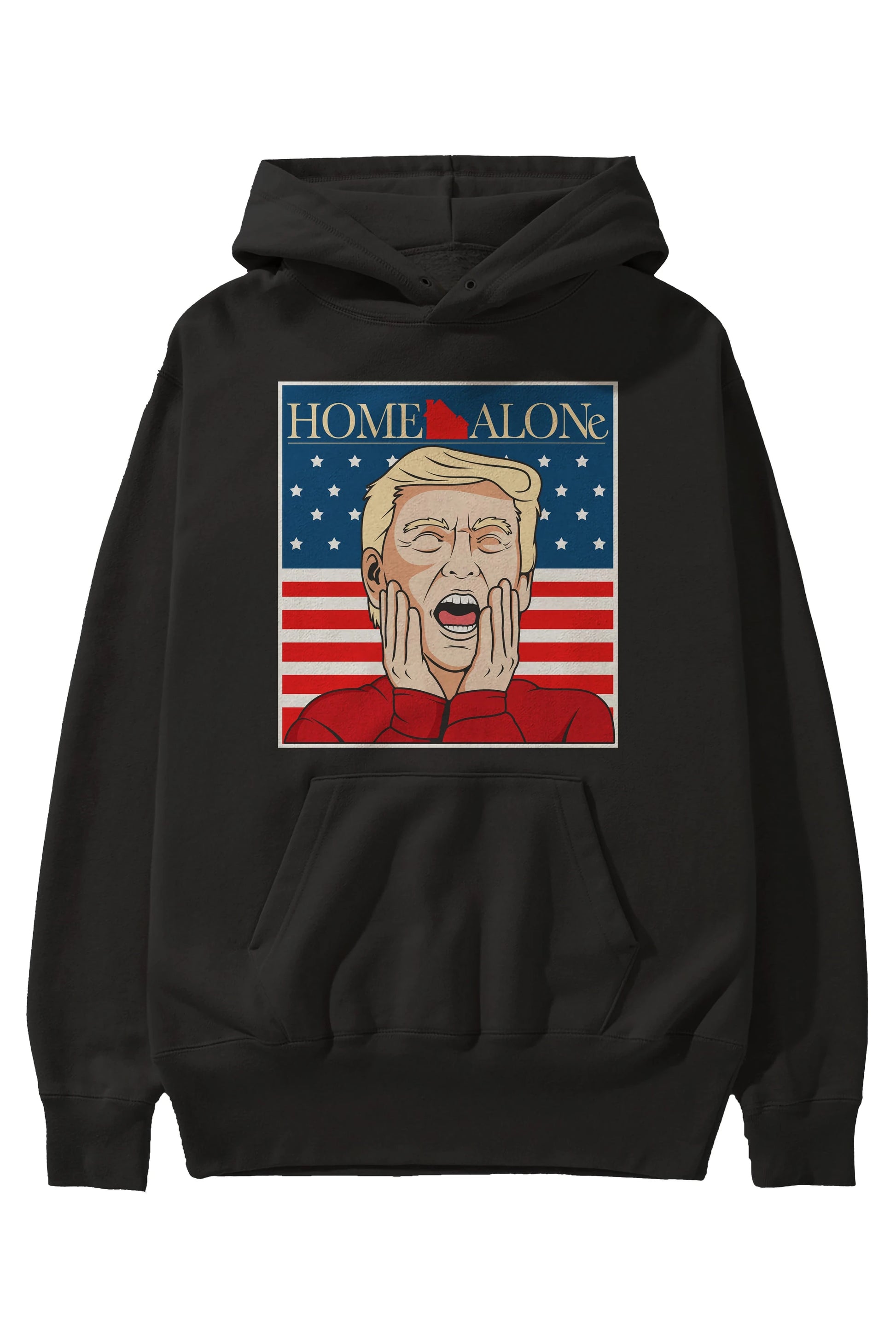 Home Alone Trump Ön Baskılı Hoodie Oversize Kapüşonlu Sweatshirt Erkek Kadın Unisex