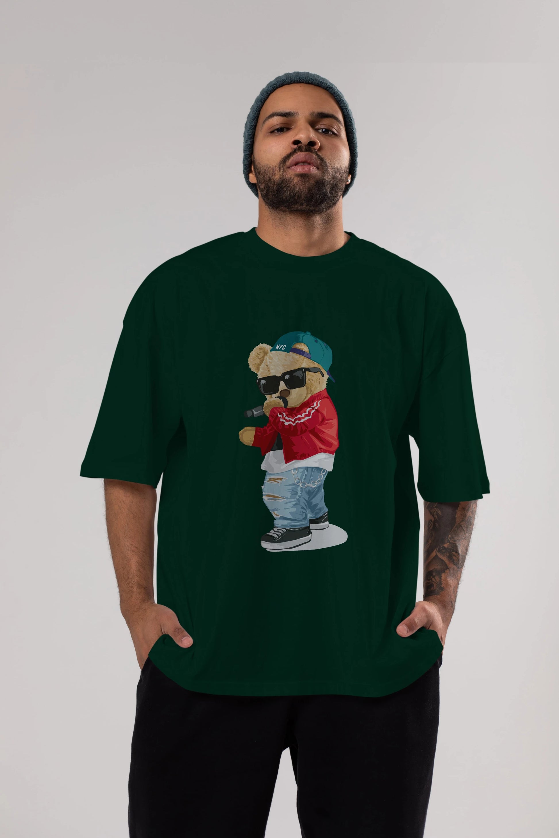 Teddy Bear Şarkıcı Ön Baskılı Oversize t-shirt Erkek Kadın Unisex %100 Pamuk