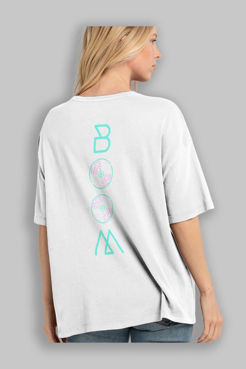 Boom Arka Baskılı Oversize t-shirt Erkek Kadın Unisex