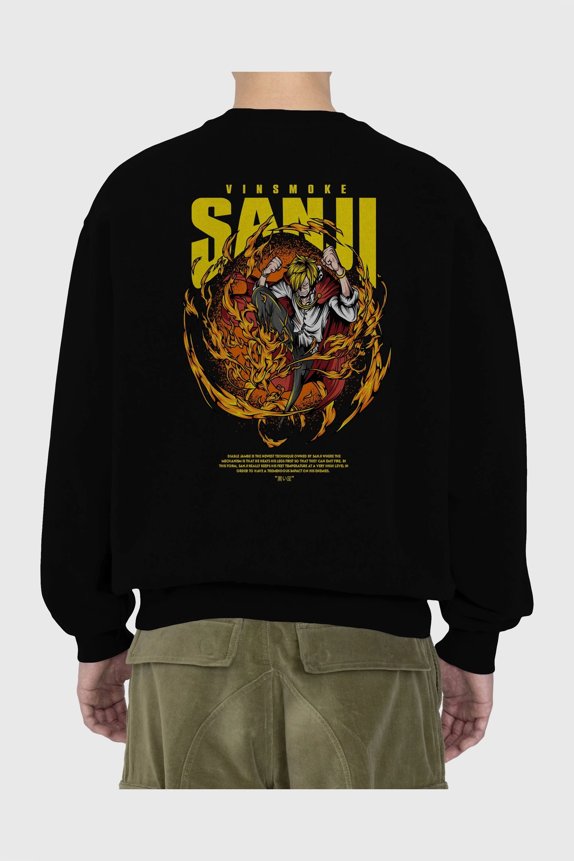 Vinsmoke Sanji Anime Arka Baskılı Oversize Sweatshirt Erkek Kadın Unisex