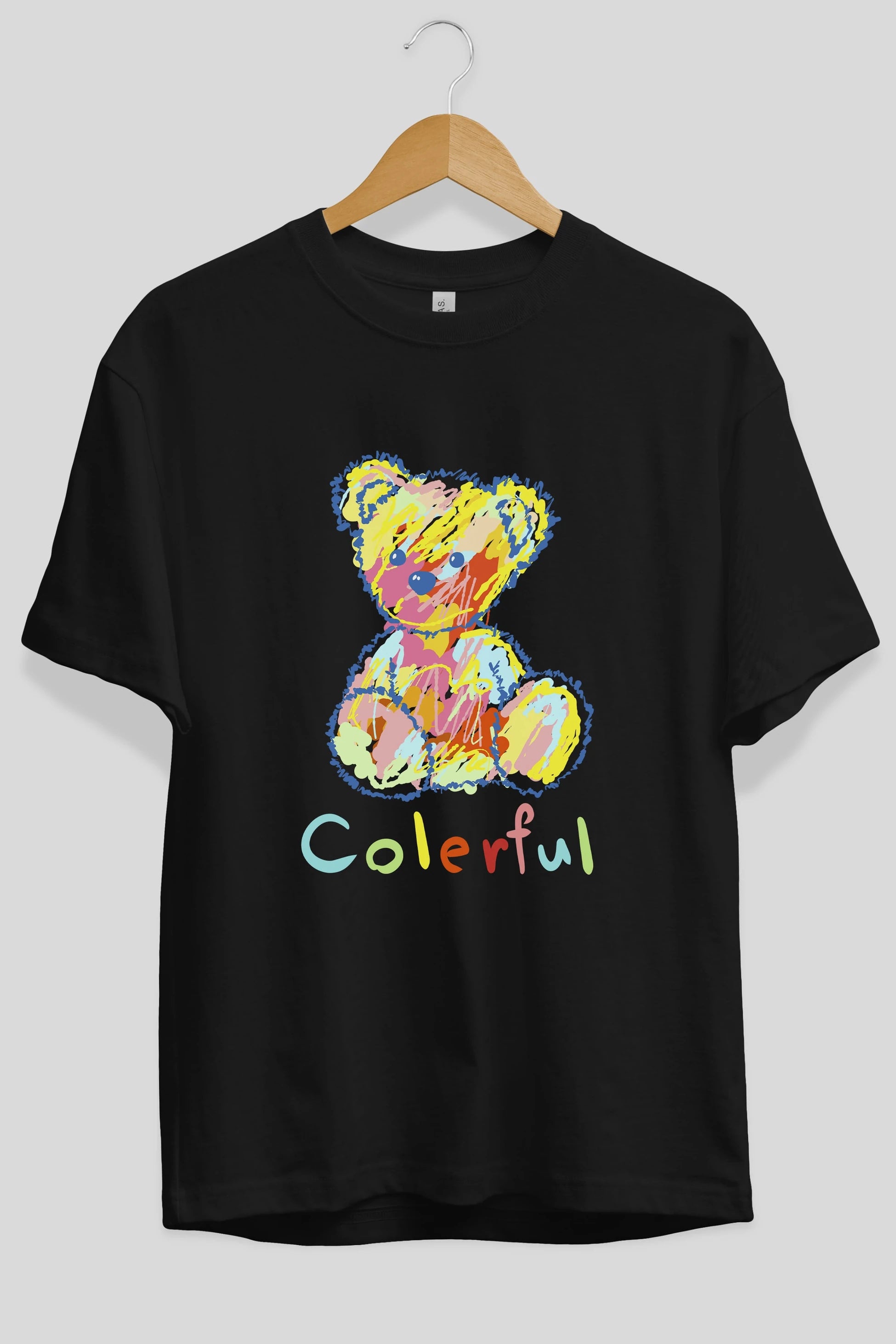 Colerful Bear Ön Baskılı Oversize t-shirt Erkek Kadın Unisex