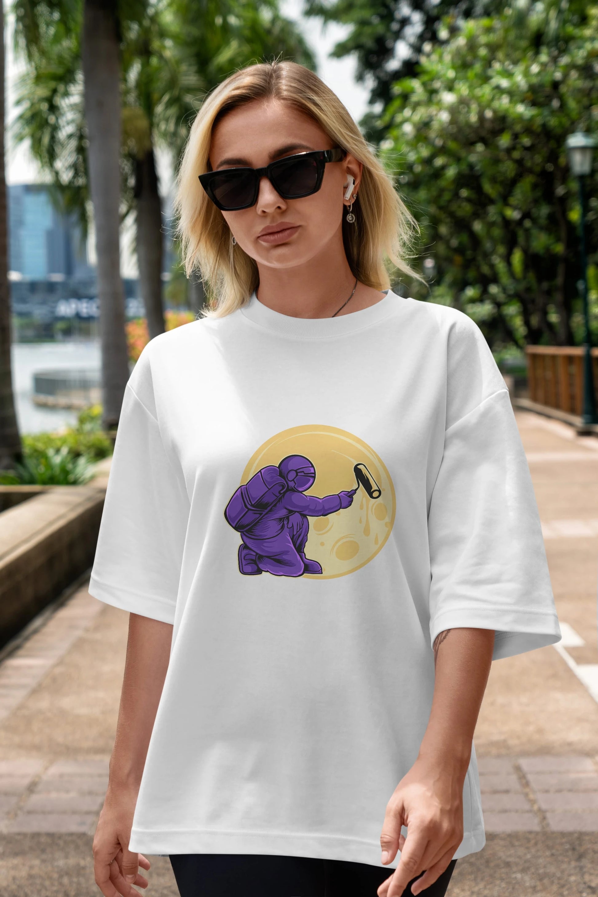 Astropaint Sticker Ön Baskılı Oversize t-shirt Erkek Kadın Unisex
