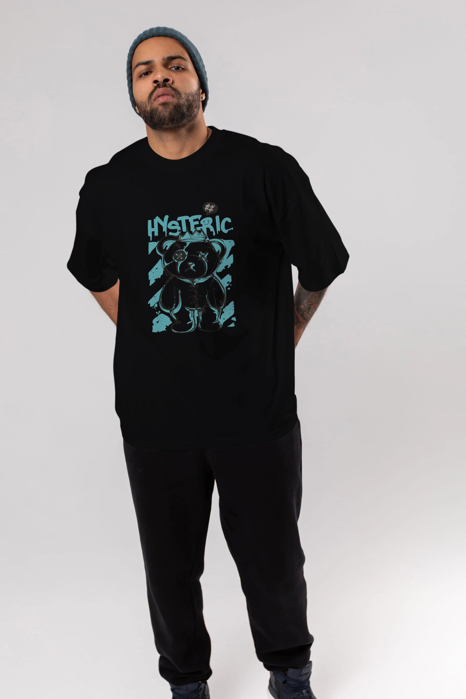 Hysteric Bear Ön Baskılı Oversize t-shirt Erkek Kadın Unisex