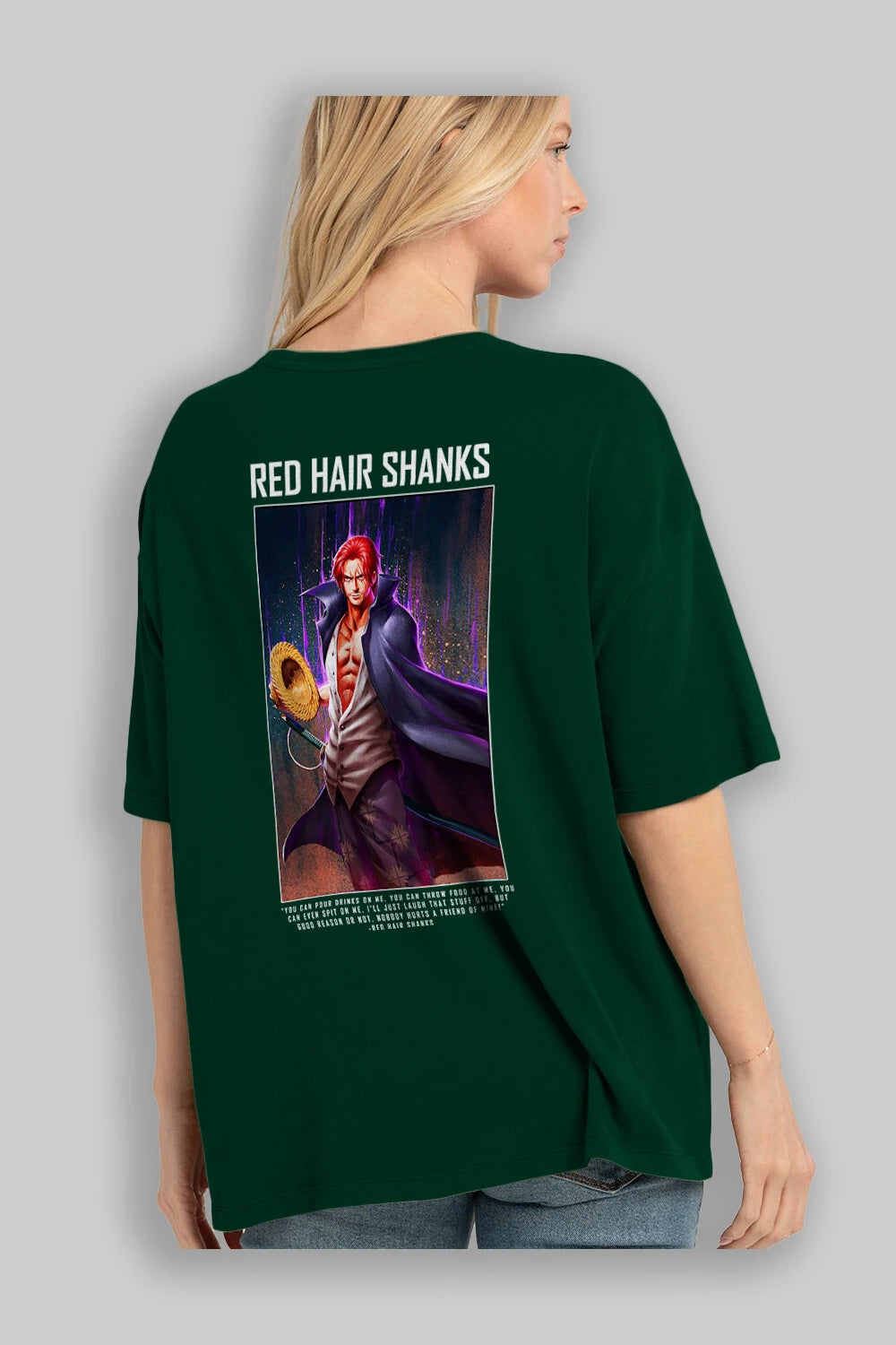 Shanks Anime Arka Baskılı Oversize t-shirt Erkek Kadın Unisex %100 pamuk tişort