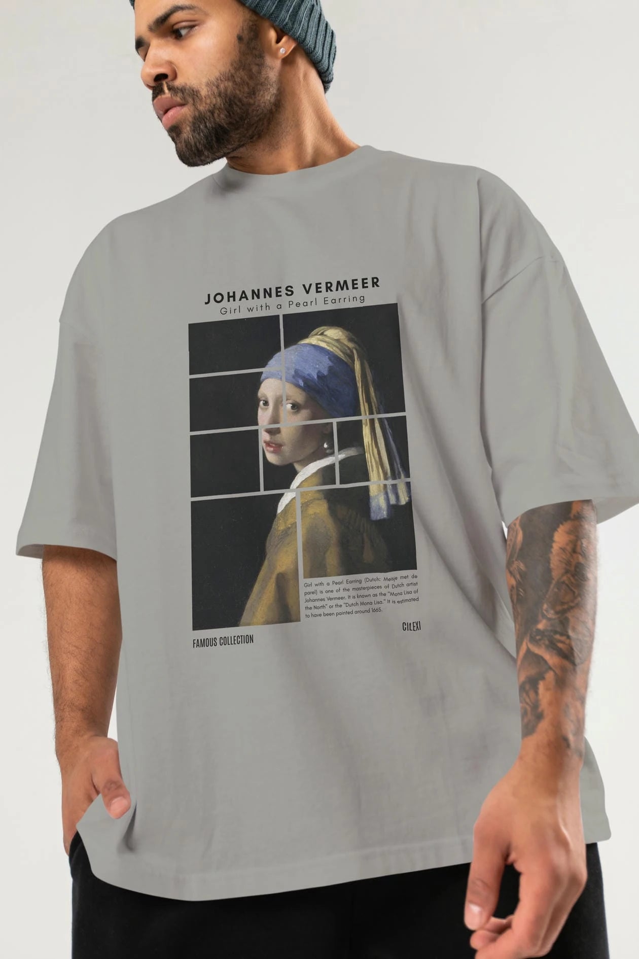 Johannes Vermeer ön Baskılı Oversize t-shirt Erkek Kadın Bisiklet Yaka Pamuk tişort