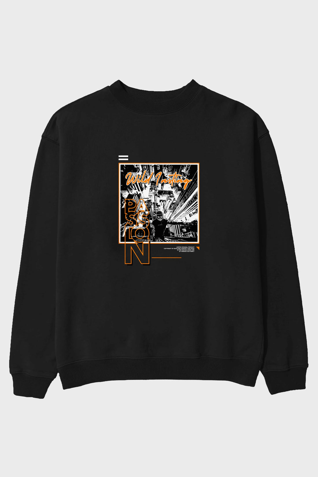 Wild Passion Ön Baskılı Oversize Sweatshirt Erkek Kadın Unisex