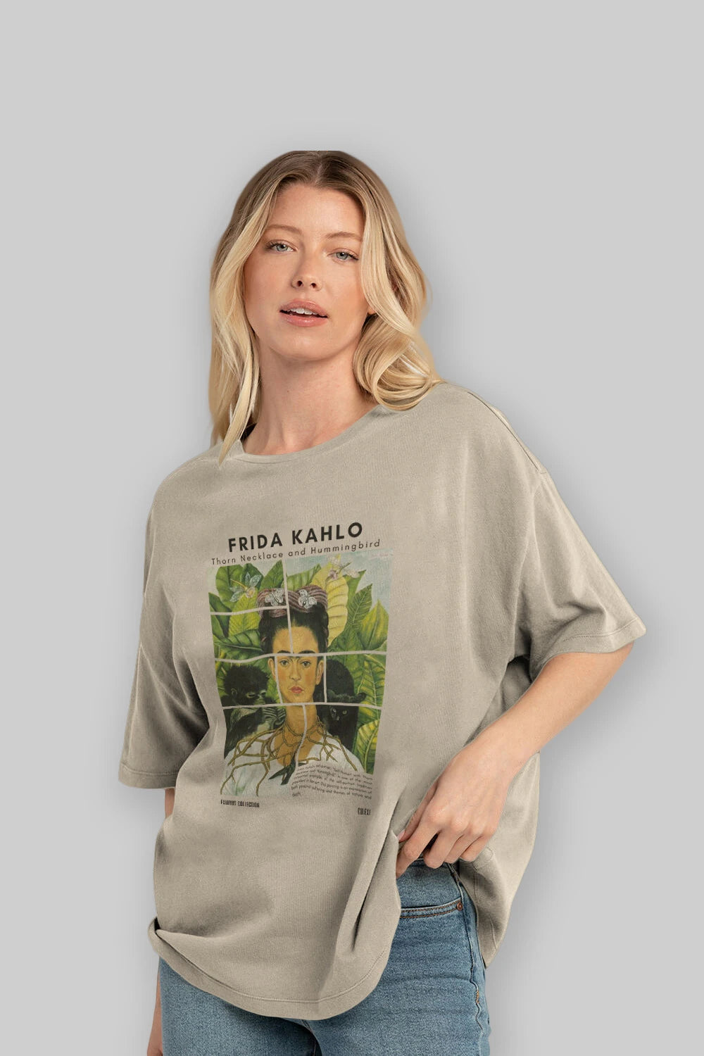 Frida Kahlo ön Baskılı Oversize t-shirt Erkek Kadın Bisiklet Yaka Pamuk tişort