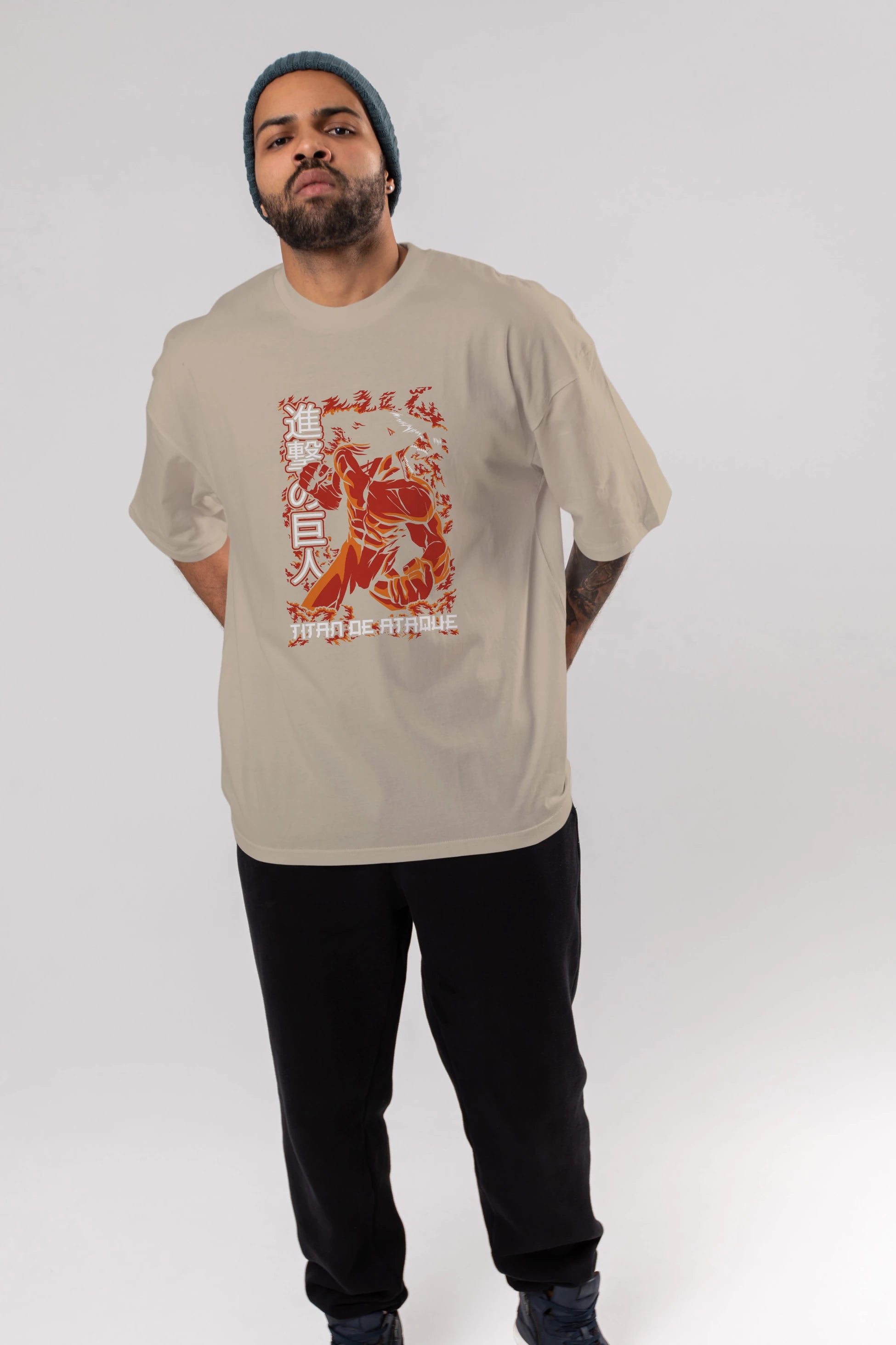 Eren Yeager Anime Ön Baskılı Oversize t-shirt Erkek Kadın Unisex