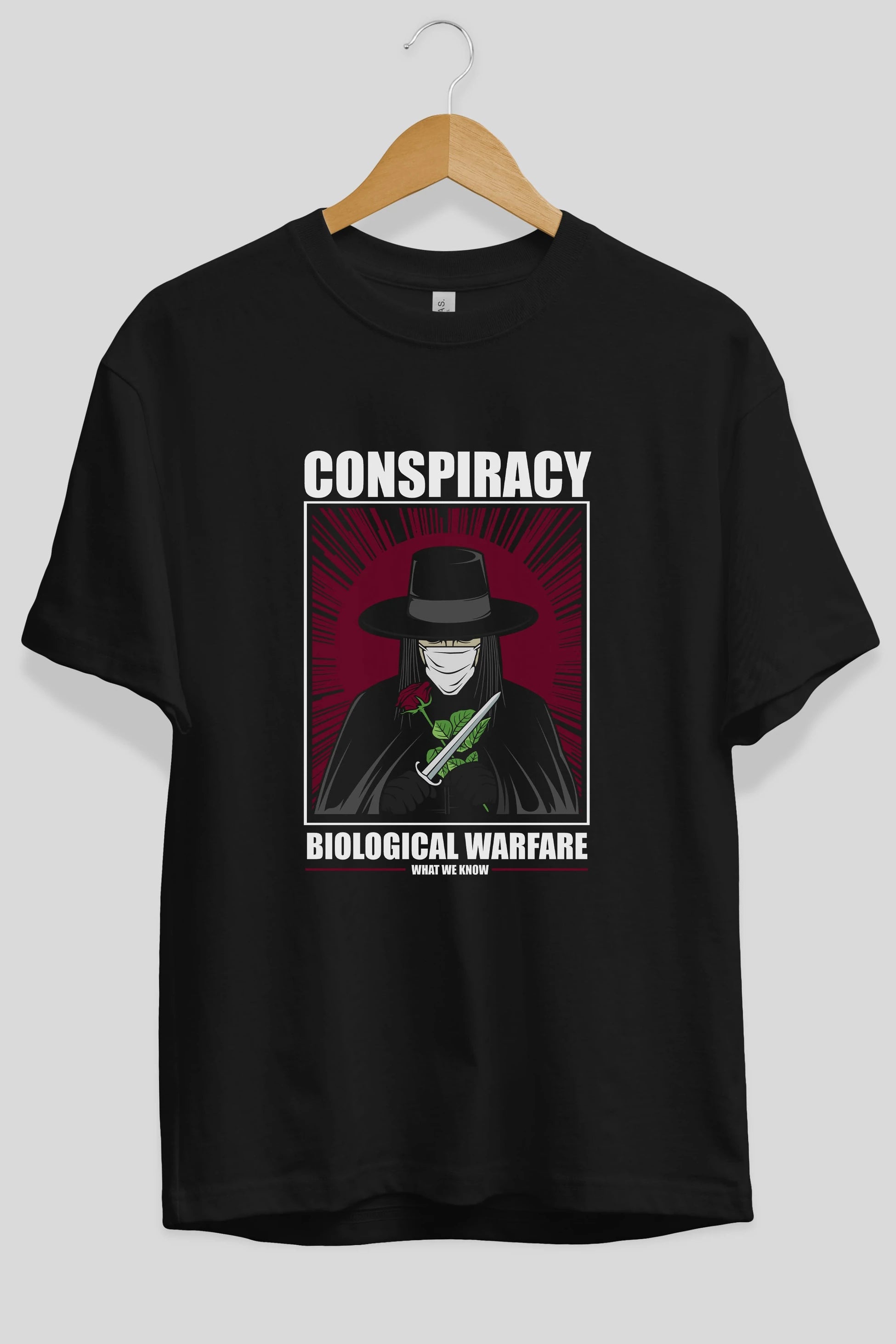 Vendetta Masker Ön Baskılı Oversize t-shirt Erkek Kadın Unisex %100 Pamuk tişort