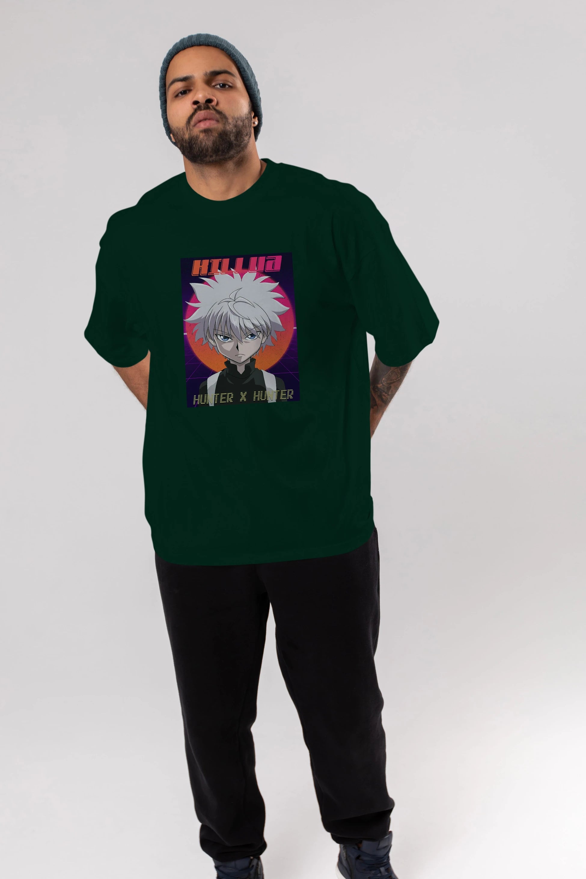 Killua Zoldyck 12 1 Anime Ön Baskılı Oversize t-shirt %100 pamuk Erkek Kadın Unisex