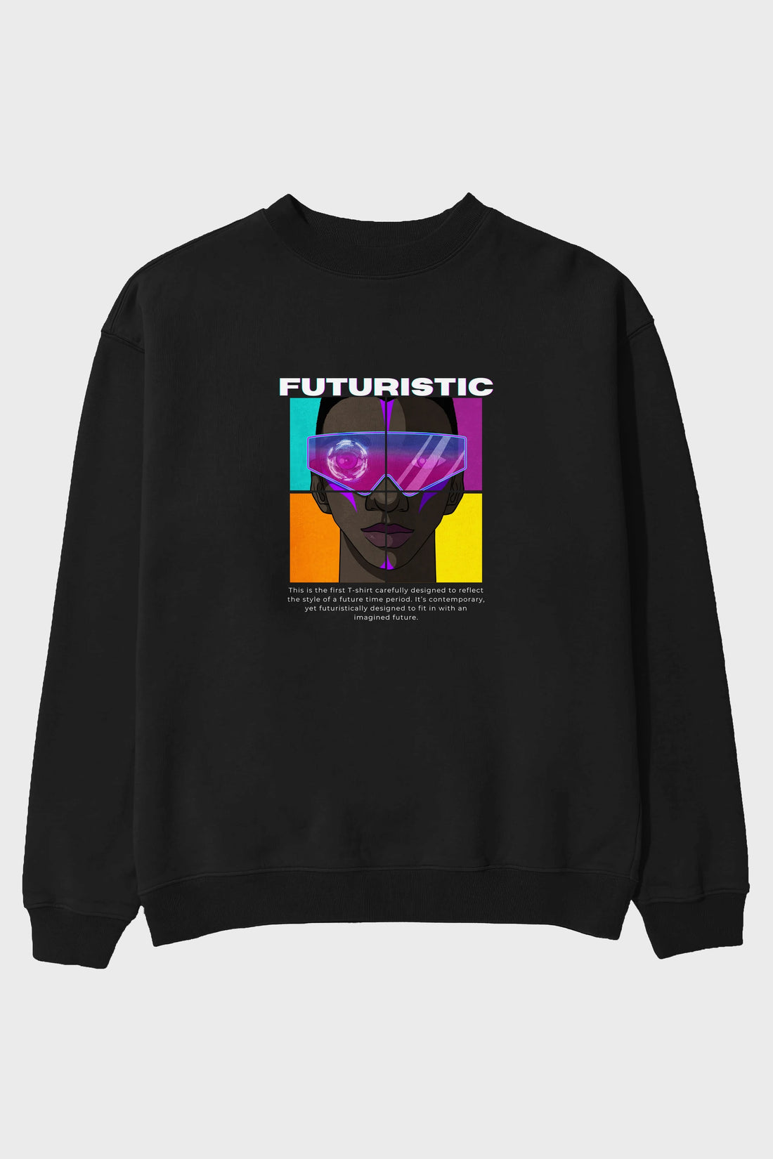 Futuristic Streetwear Ön Baskılı Oversize Sweatshirt Erkek Kadın Unisex