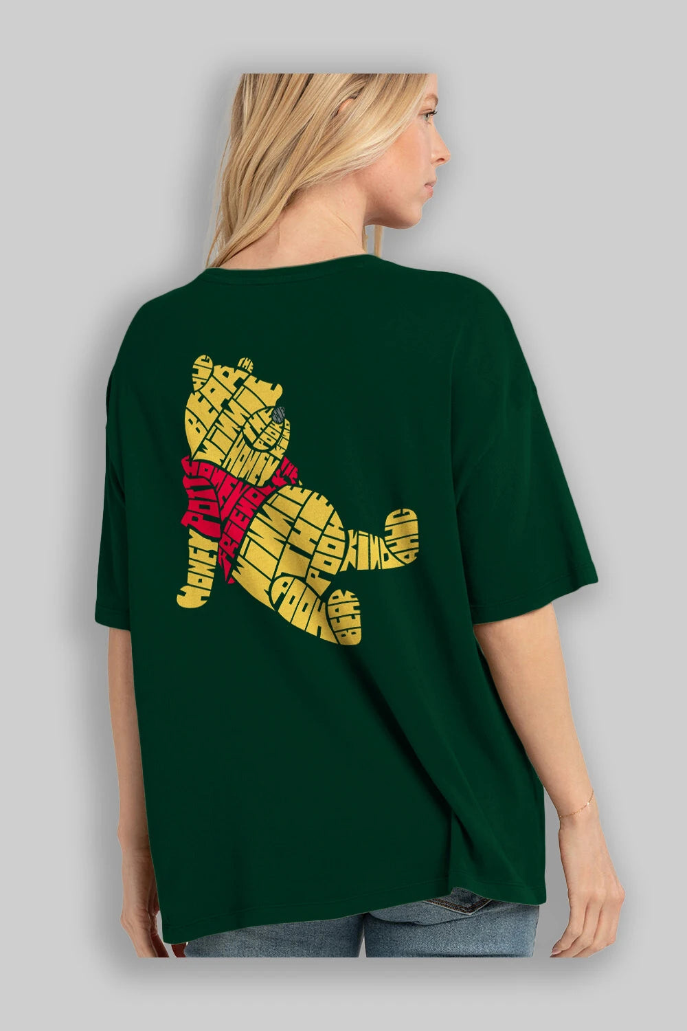 Winnie The Pooh Arka Baskılı Oversize t-shirt %100 pamuk Erkek Kadın Unisex