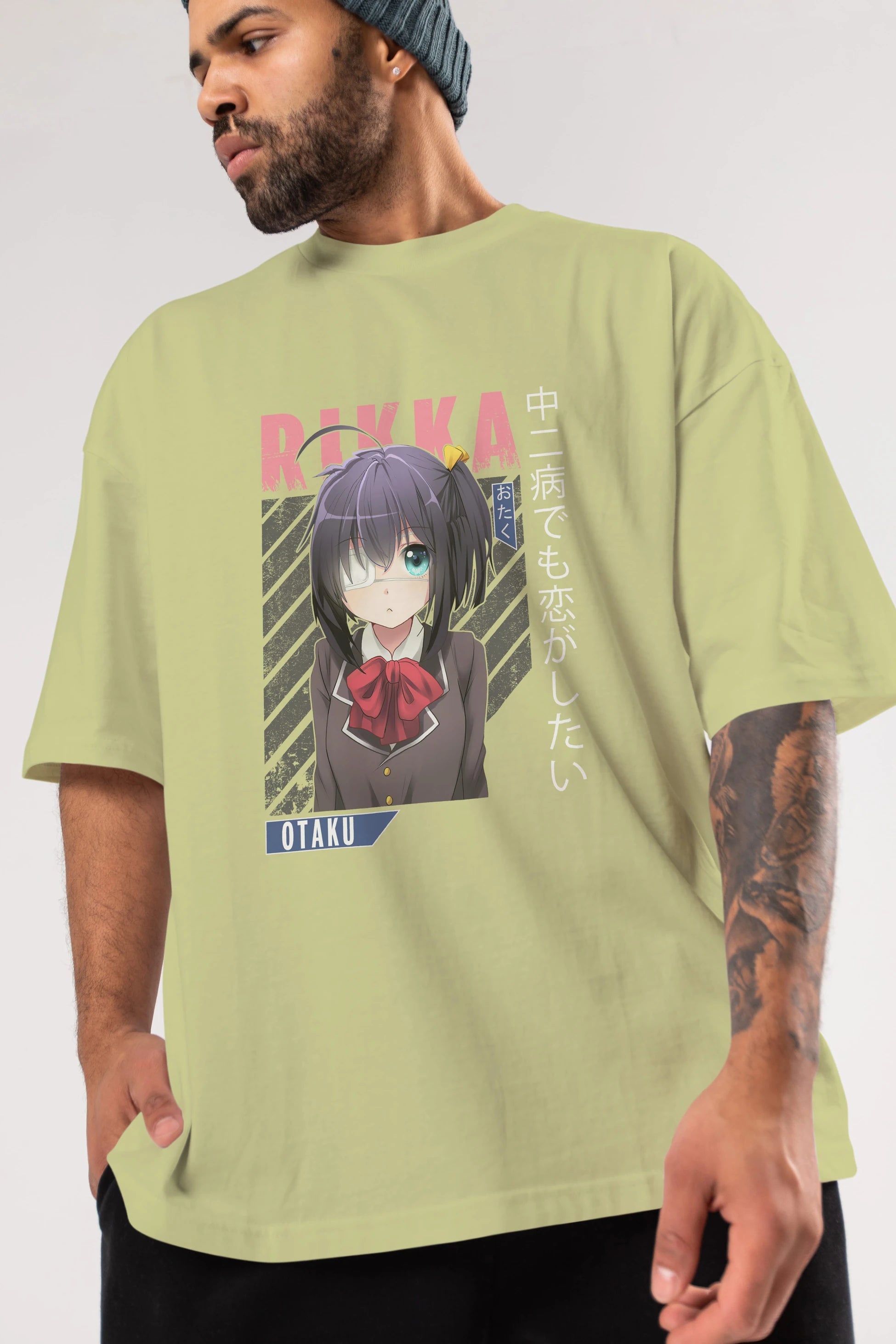 Rikka Takanashi 9 Anime Ön Baskılı Oversize t-shirt %100 pamuk Erkek Kadın Unisex