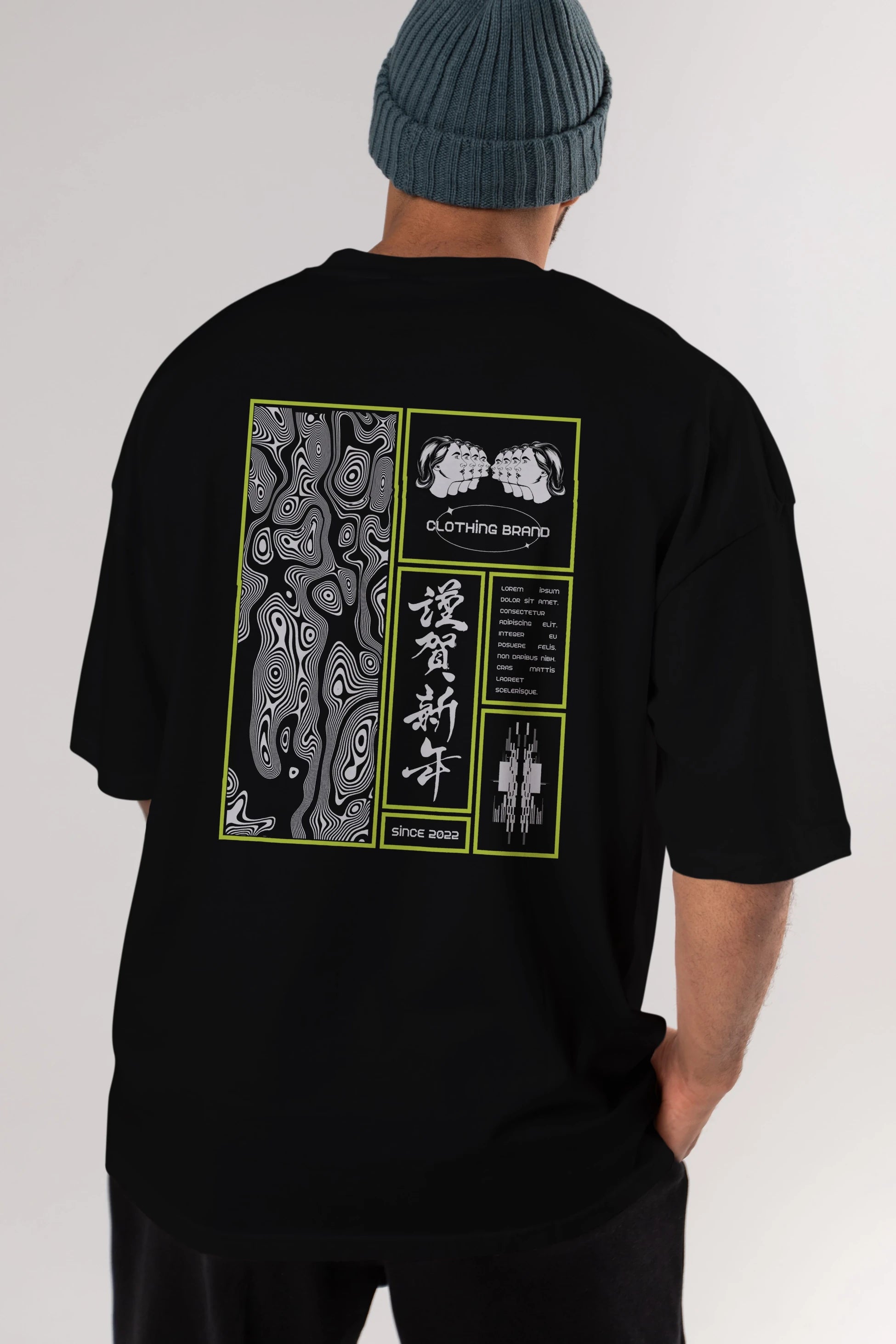 Neon Japanese Streetwear Arka Baskılı Oversize t-shirt Erkek Kadın Unisex