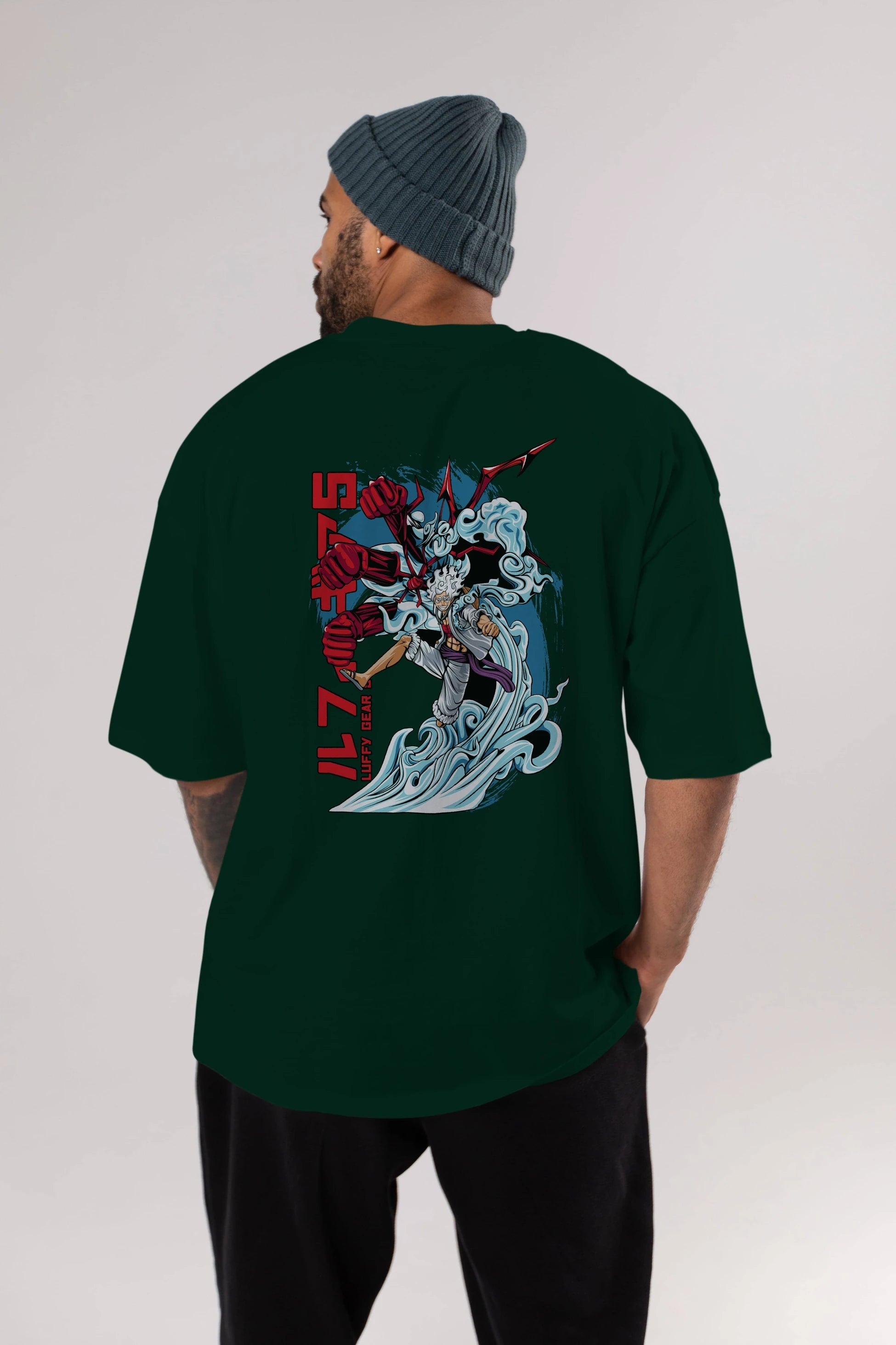 MONKEY D. LUFFY GEAR5 2 Anime Arka Baskılı Oversize t-shirt Erkek Kadın Unisex