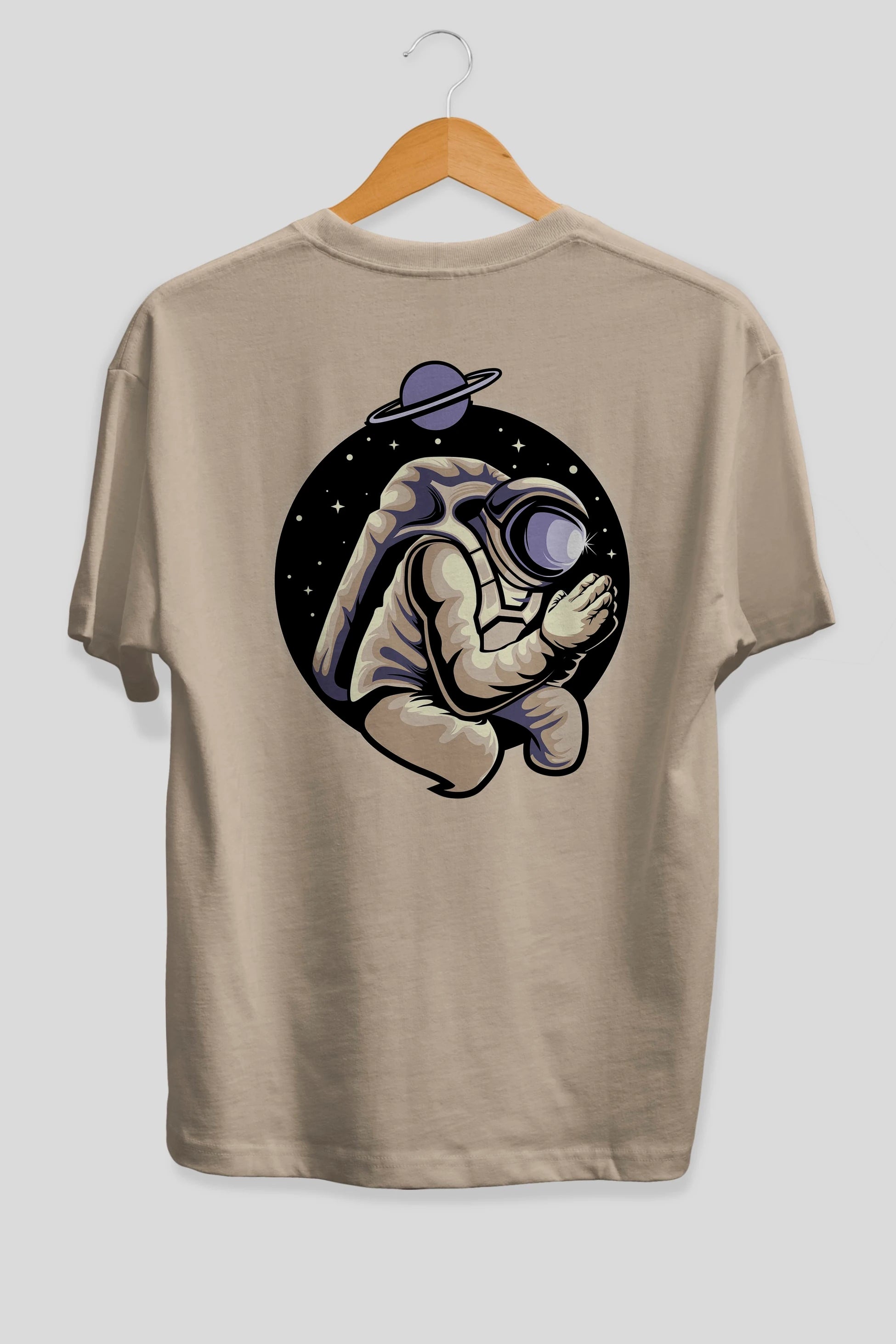 Astronaut Praying Arka Baskılı Oversize t-shirt Erkek Kadın Unisex