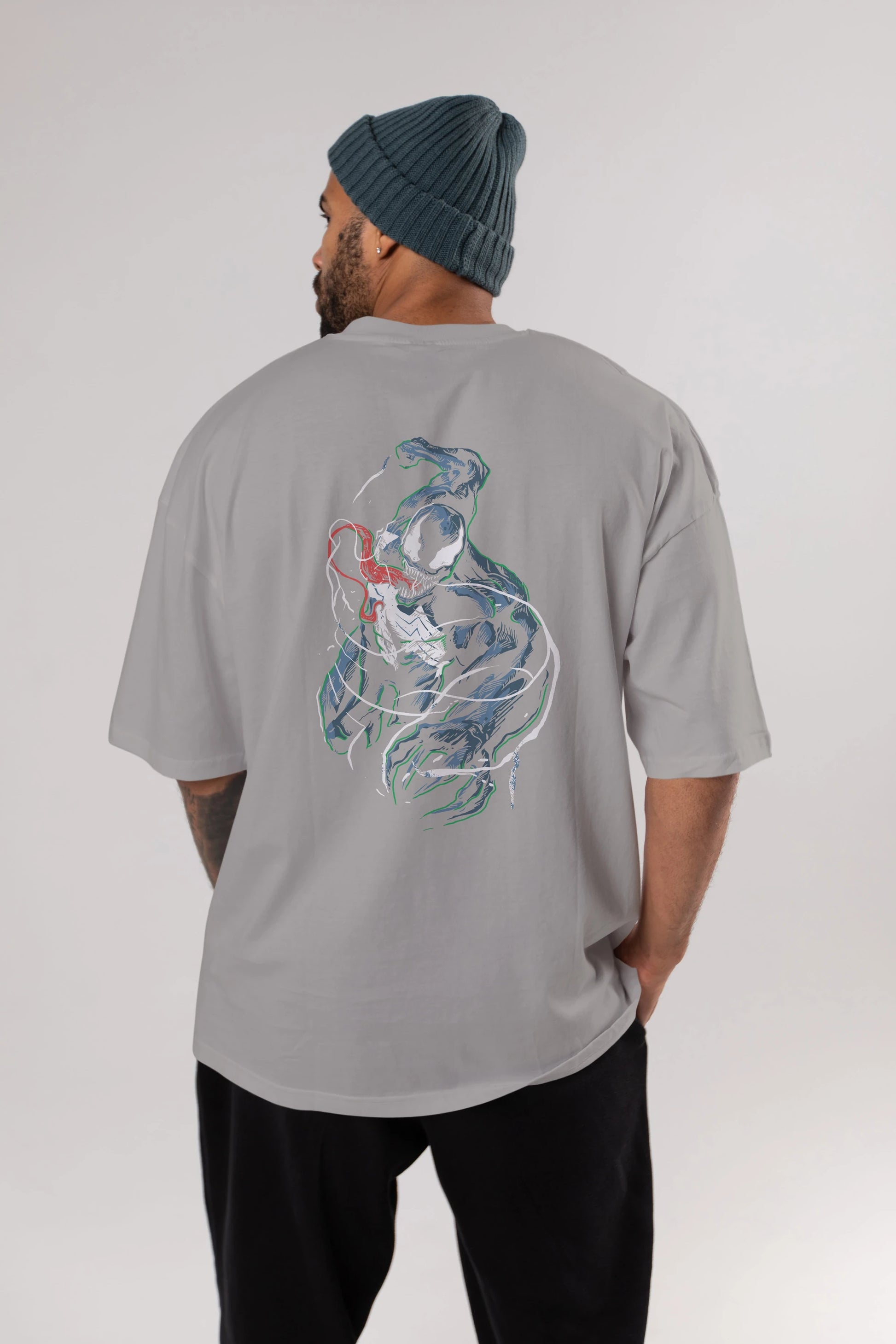 Venom (5) Arka Baskılı Oversize t-shirt Erkek Kadın Unisex %100 Pamuk Bisiklet Yaka tişort