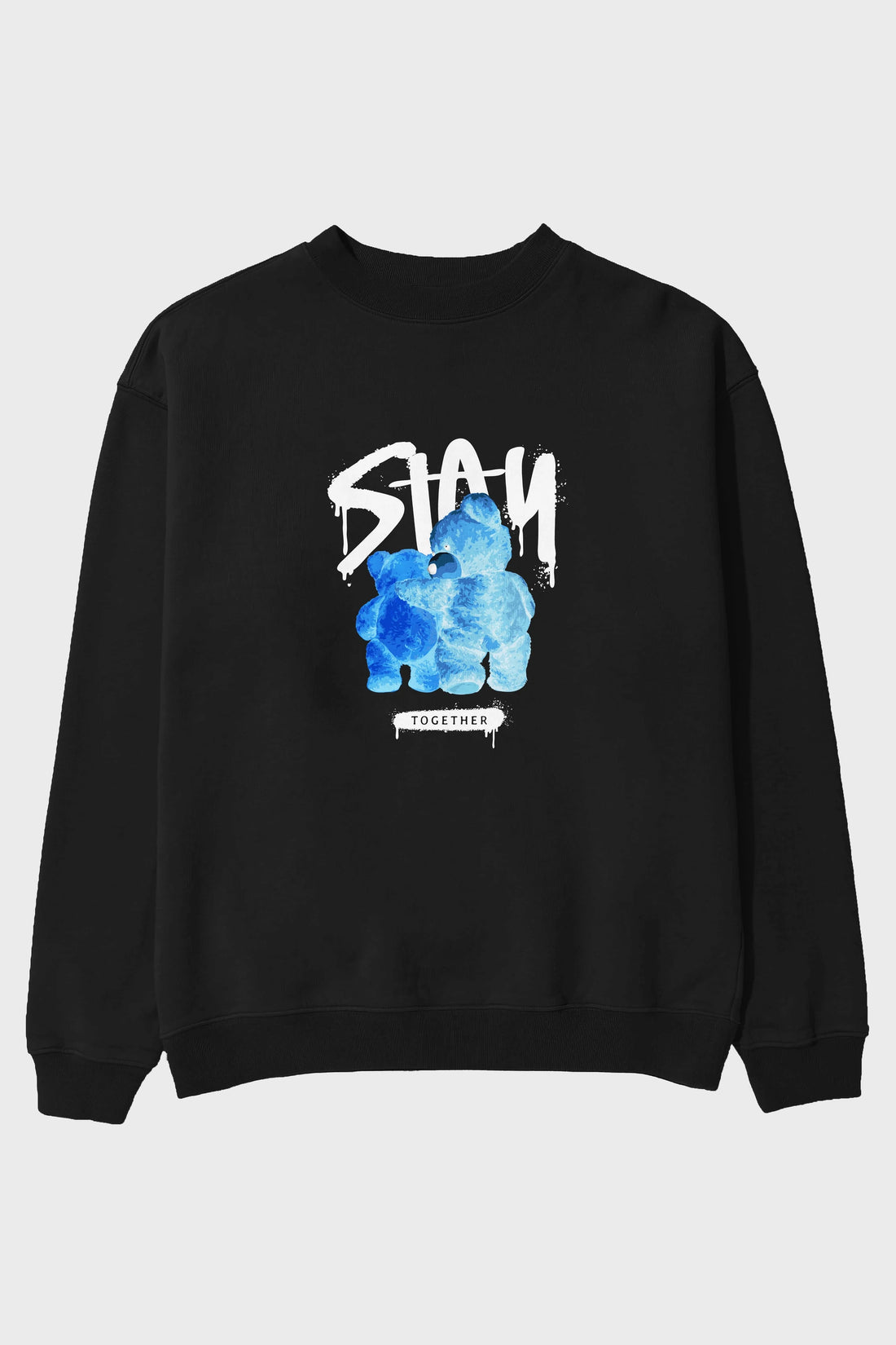 Stay Together Bear Ön Baskılı Oversize Sweatshirt Erkek Kadın Unisex