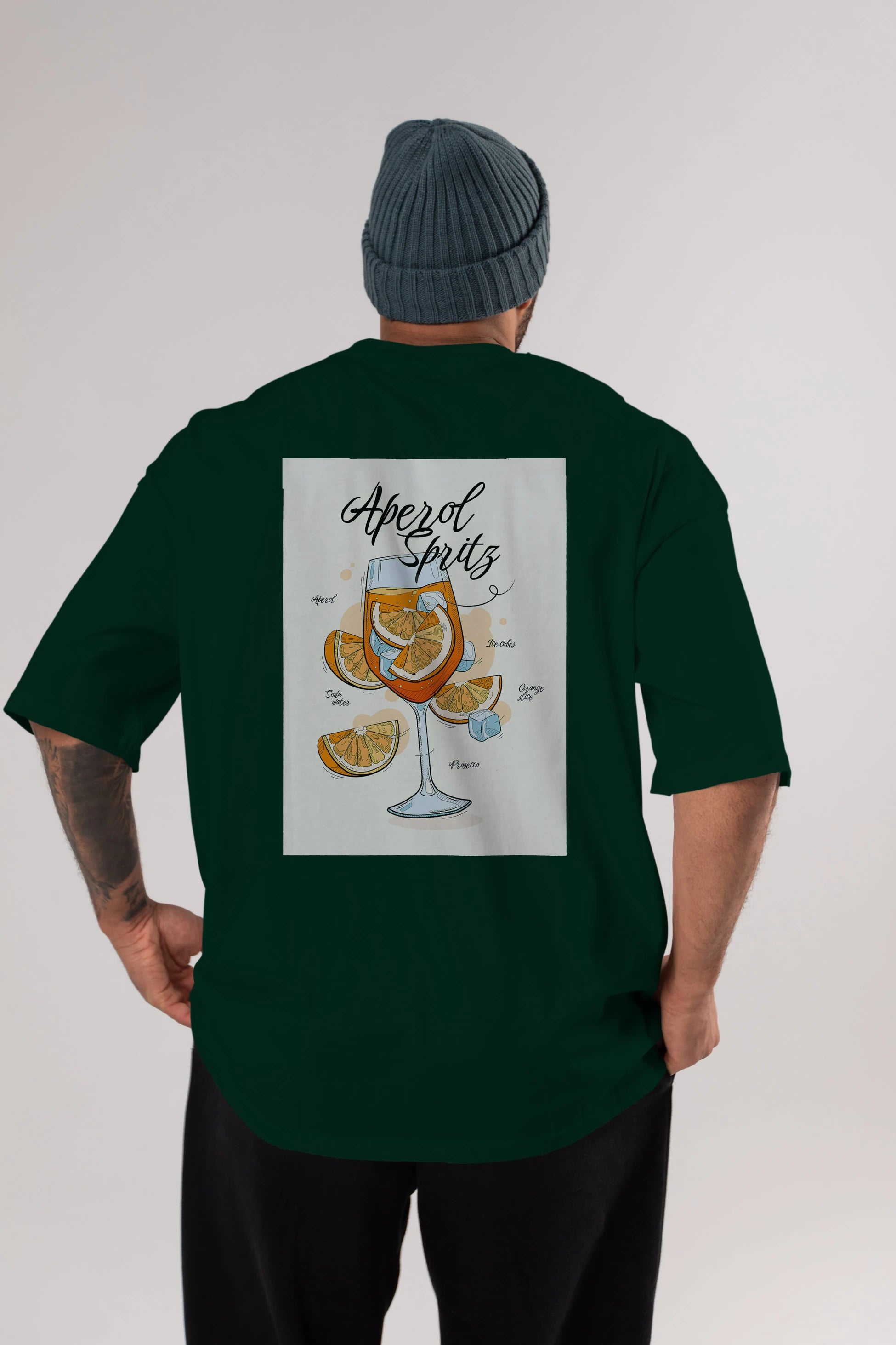 Aperol Spritz 6 Arka Baskılı Oversize t-shirt Erkek Kadın Unisex %100 Pamuk Bisiklet Yaka tişort