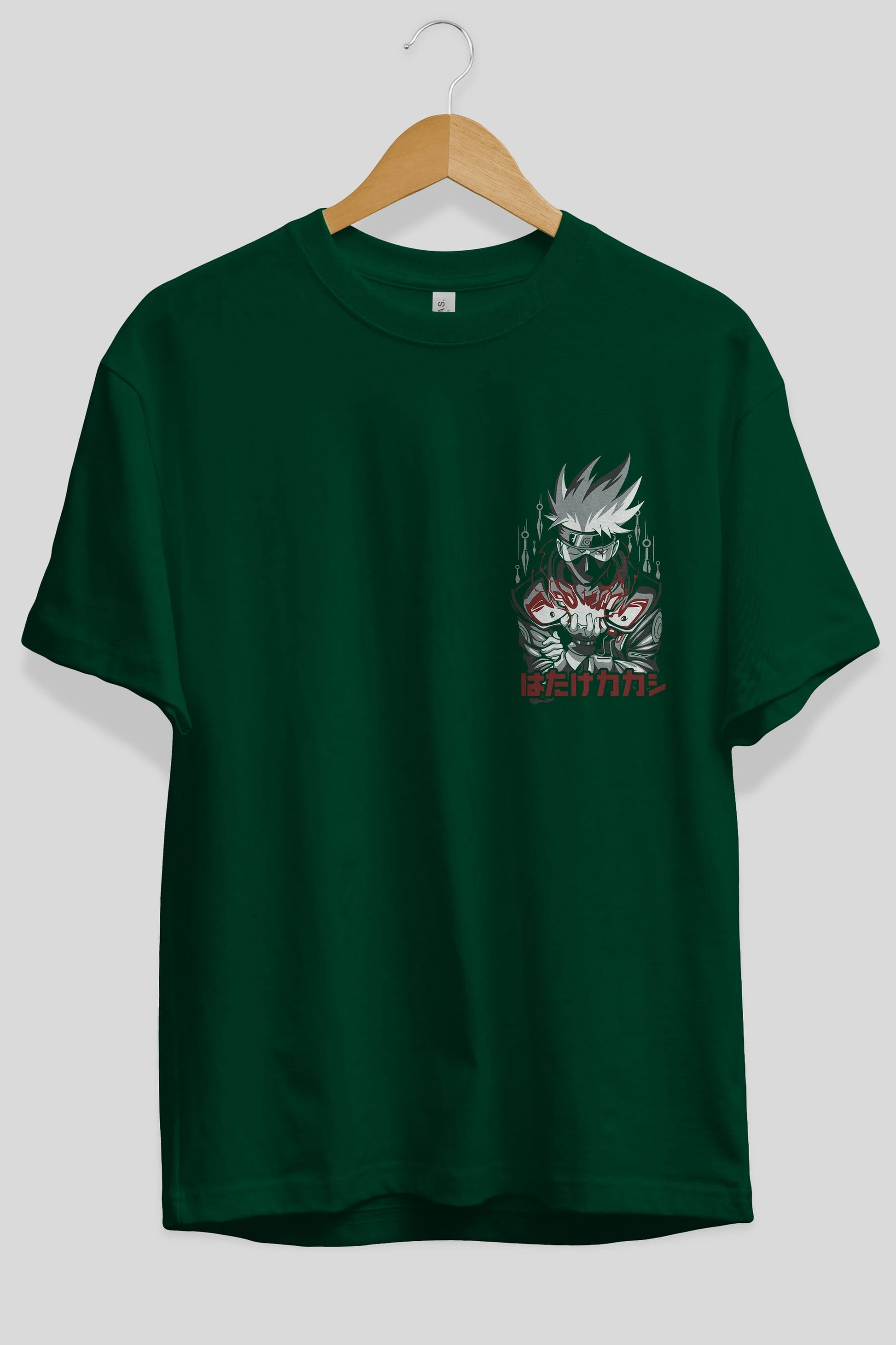KAKASHI HATAKE NARUTO 1 Ön Sol Baskılı Oversize t-shirt Erkek Kadın Unisex %100 Pamuk Bisiklet Yaka tişort